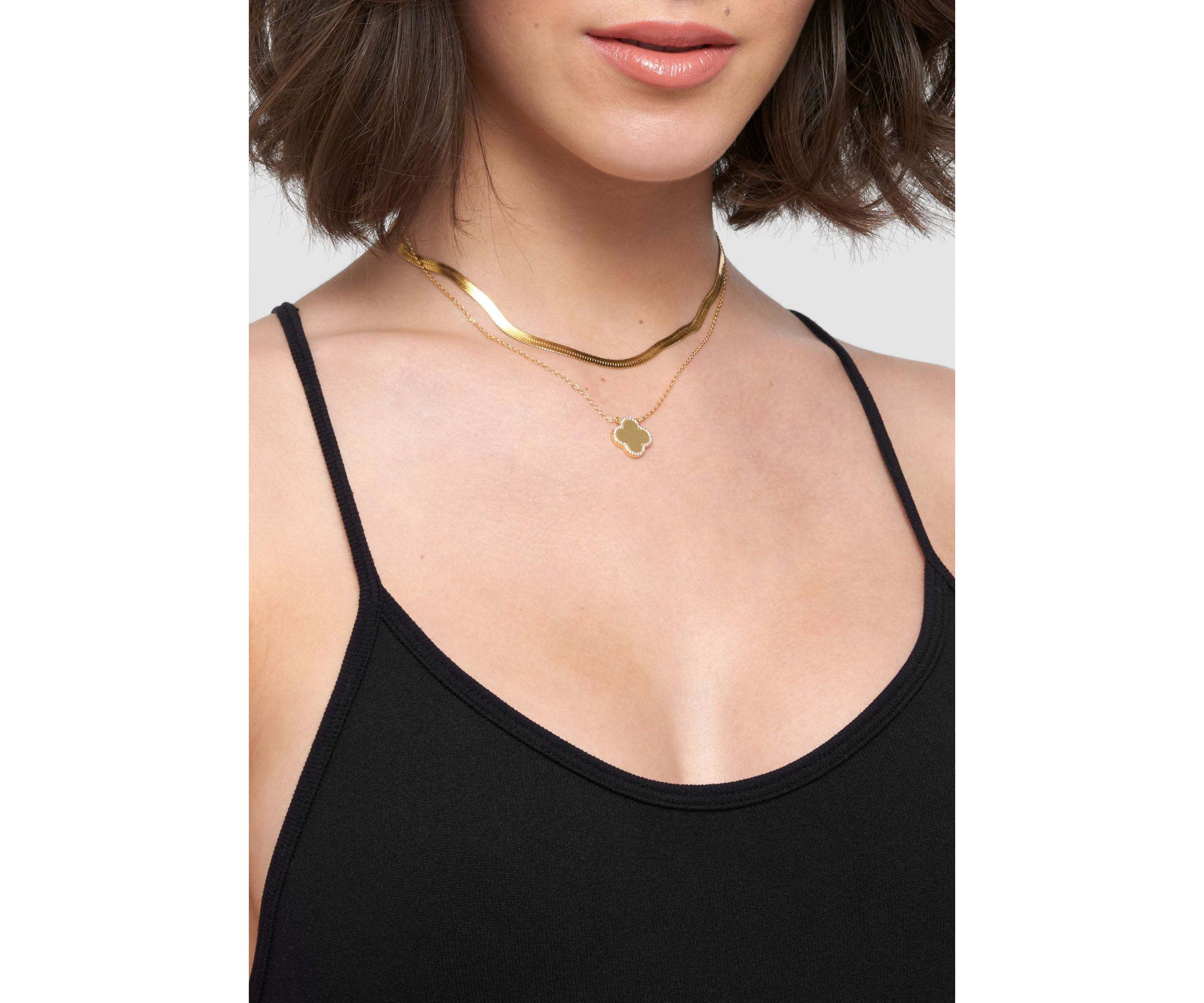 14K Gold Plated Clover Halo Necklace