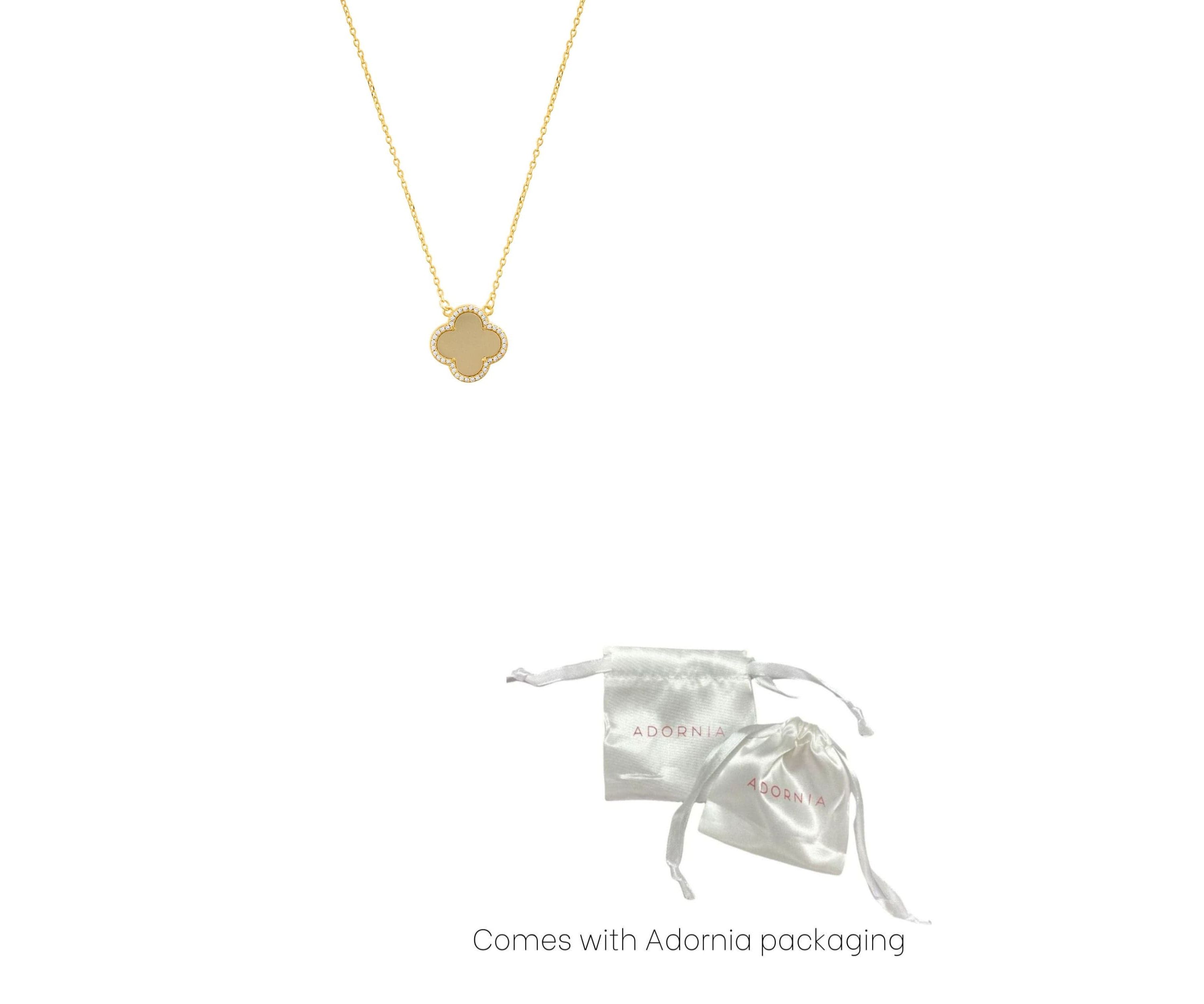 14K Gold Plated Clover Halo Necklace