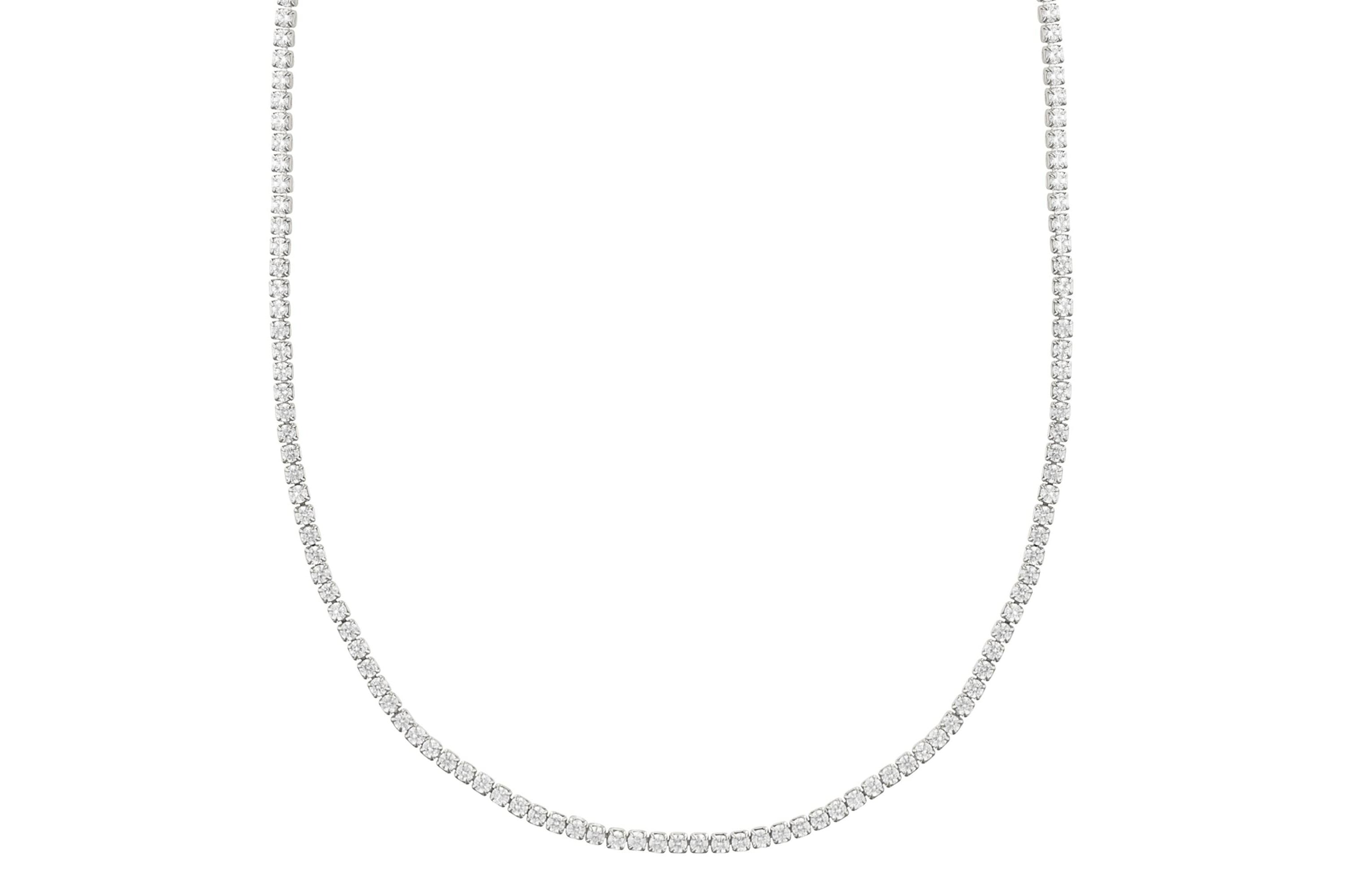 Sterling Silver Plated Micro Tennis Necklace