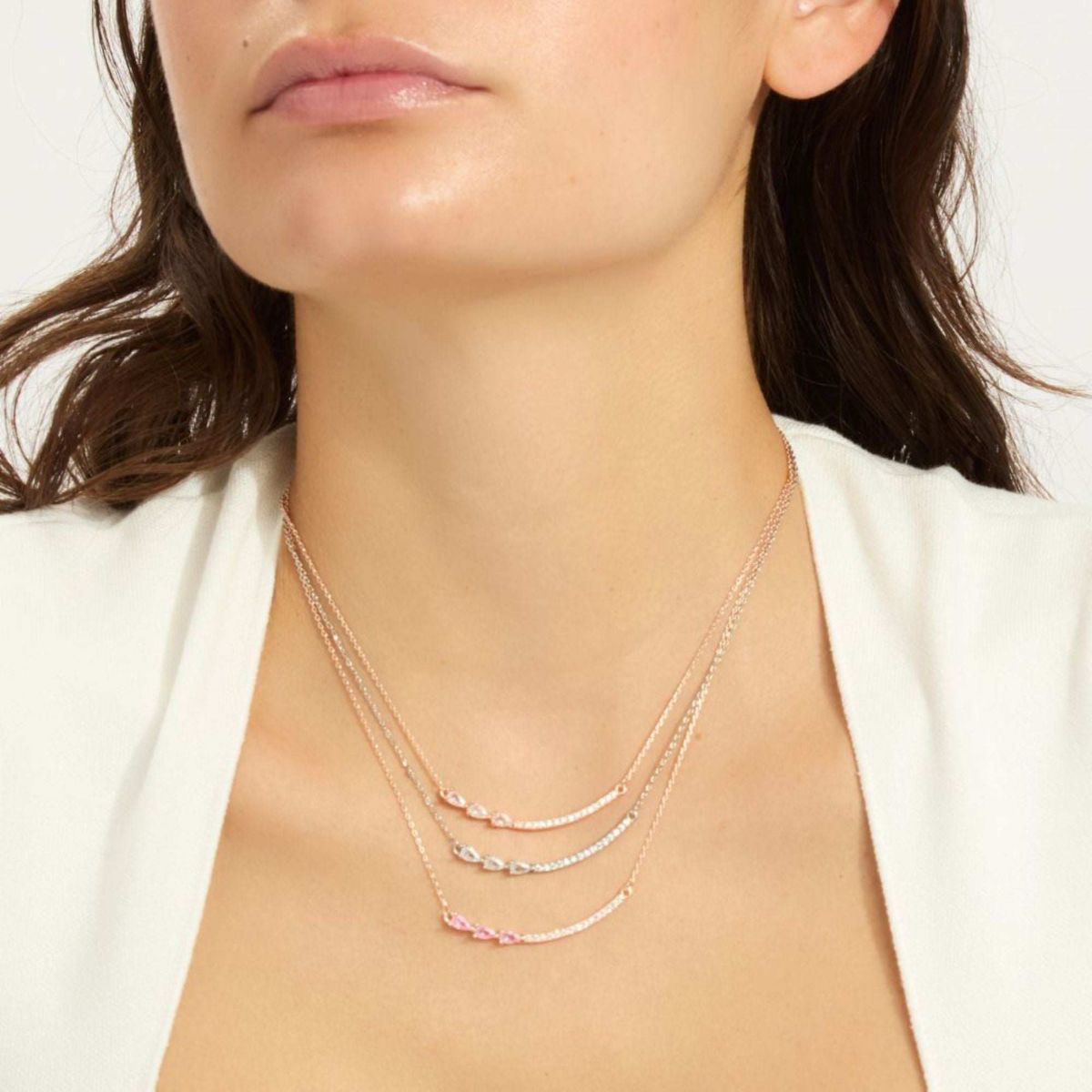 Sterling Silver Plated Curved Bar Pear Necklace