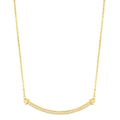 Adornia 14k Gold Plated Pearl Curved Bar Necklace