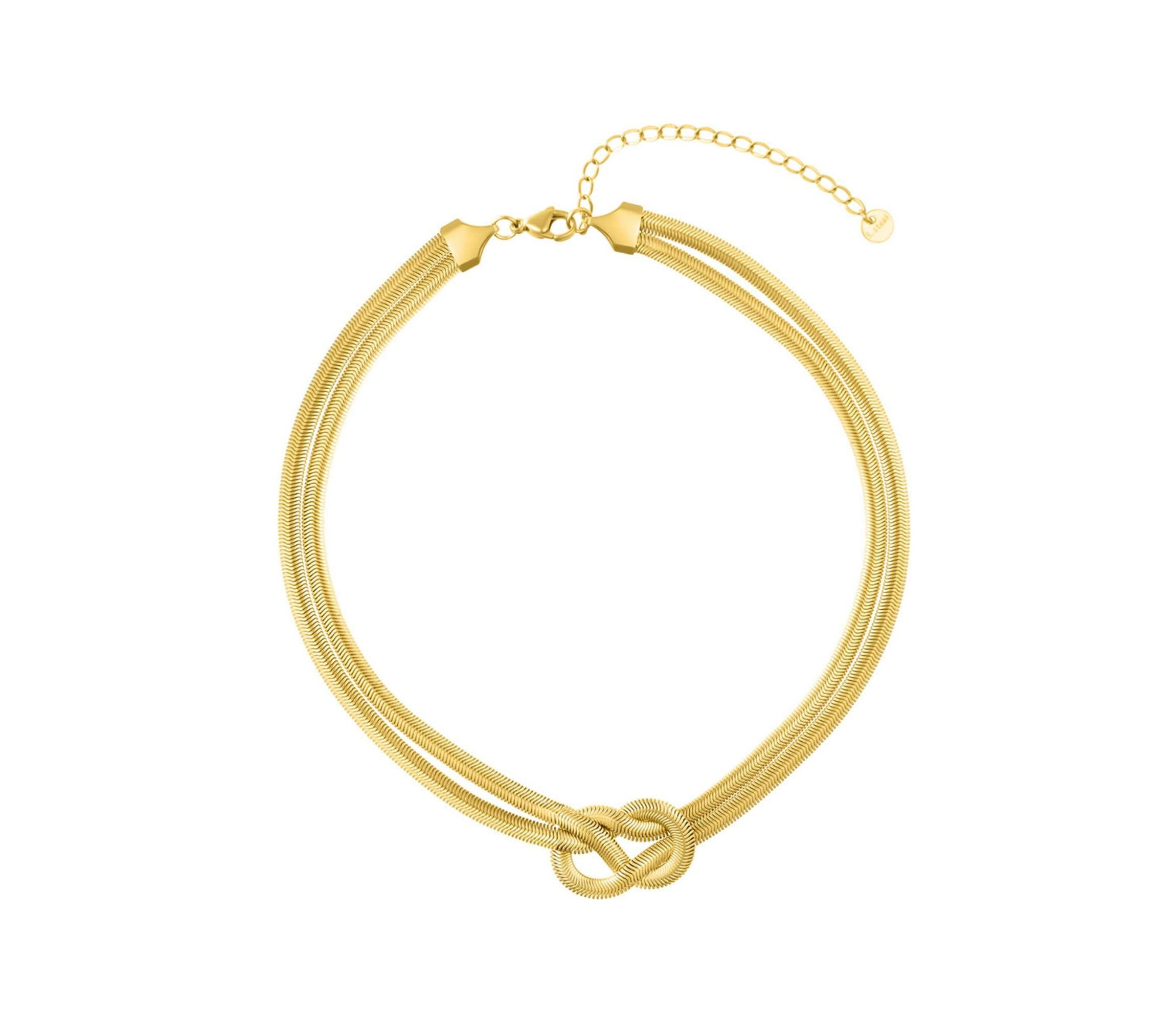 Tarnish Resistant 18k Gold Plated Adjustable Knot Collar Necklace