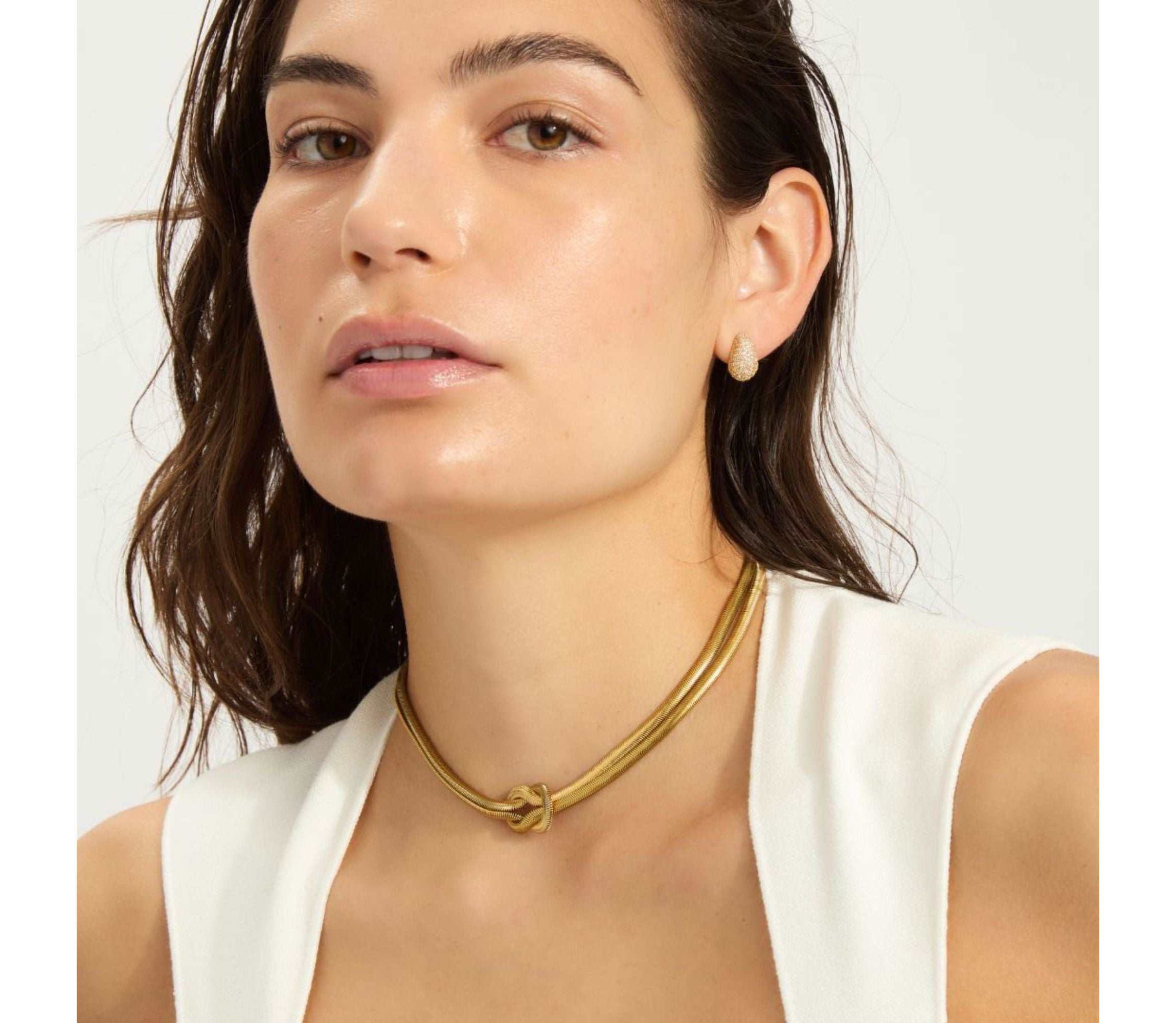 Tarnish Resistant 18k Gold Plated Adjustable Knot Collar Necklace