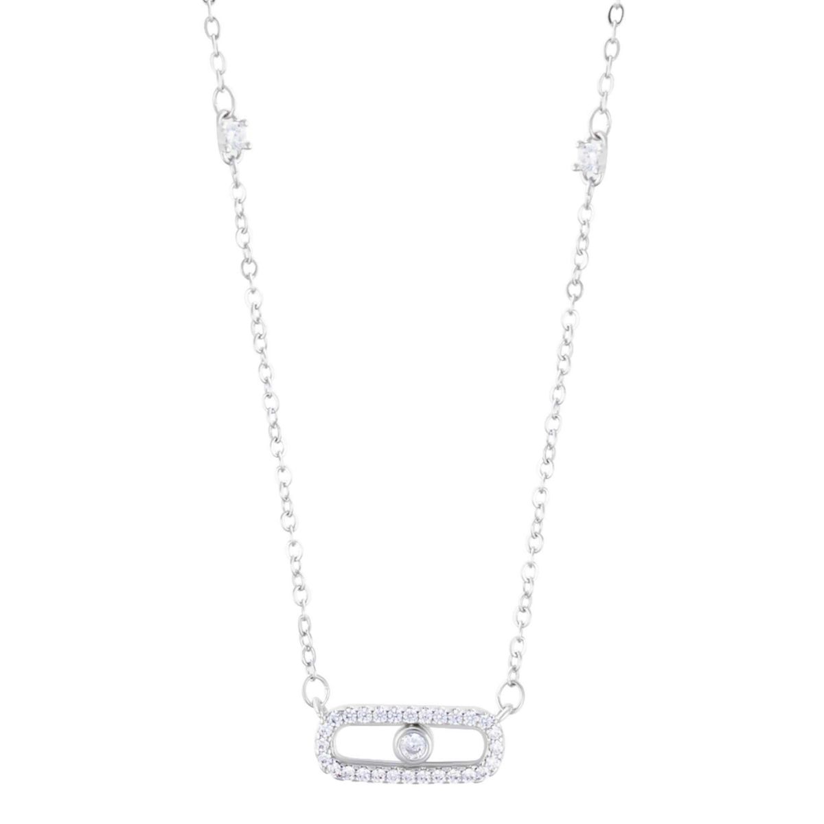 Sterling Silver Plated Adjustable CZ Dancing Stone Necklace