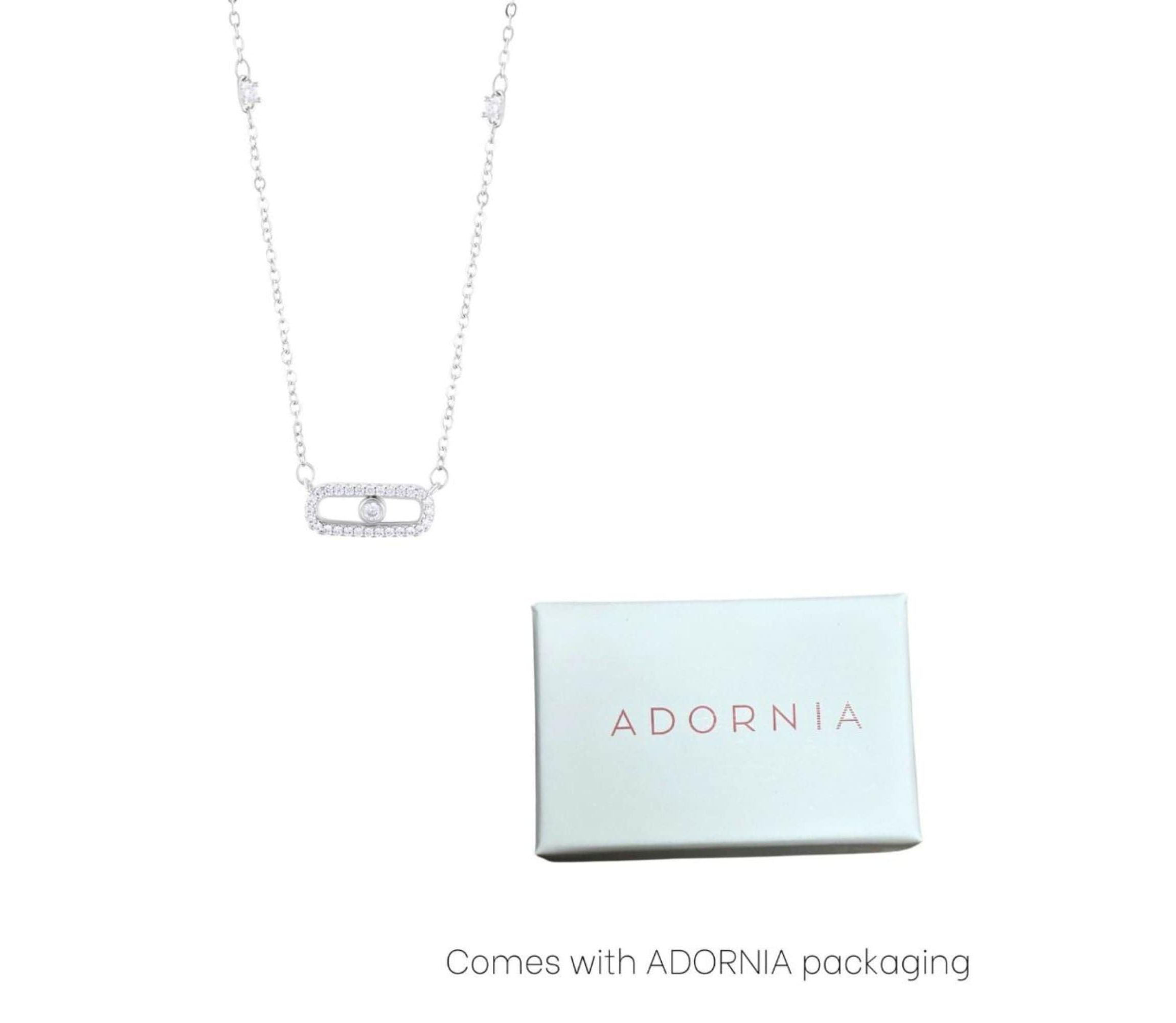 Sterling Silver Plated Adjustable CZ Dancing Stone Necklace