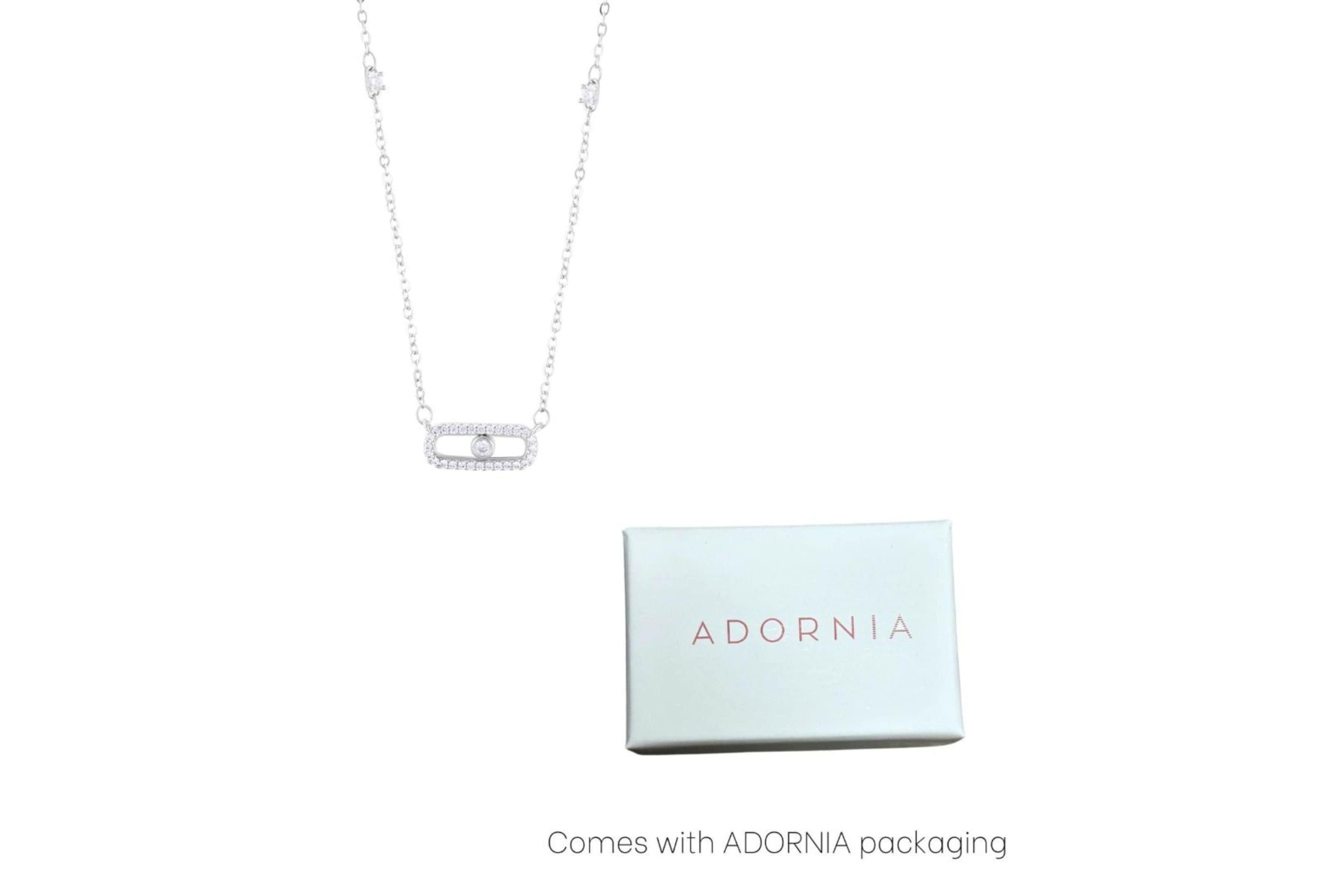Sterling Silver Plated Adjustable CZ Dancing Stone Necklace
