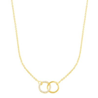 Adornia 14k Gold Plated Adjustable Pave CZ Rings Necklace