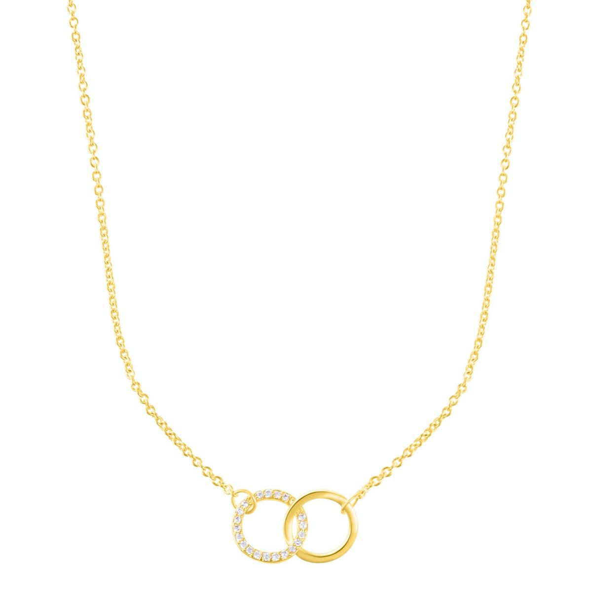 14k Gold Plated Adjustable Pave CZ Rings Necklace