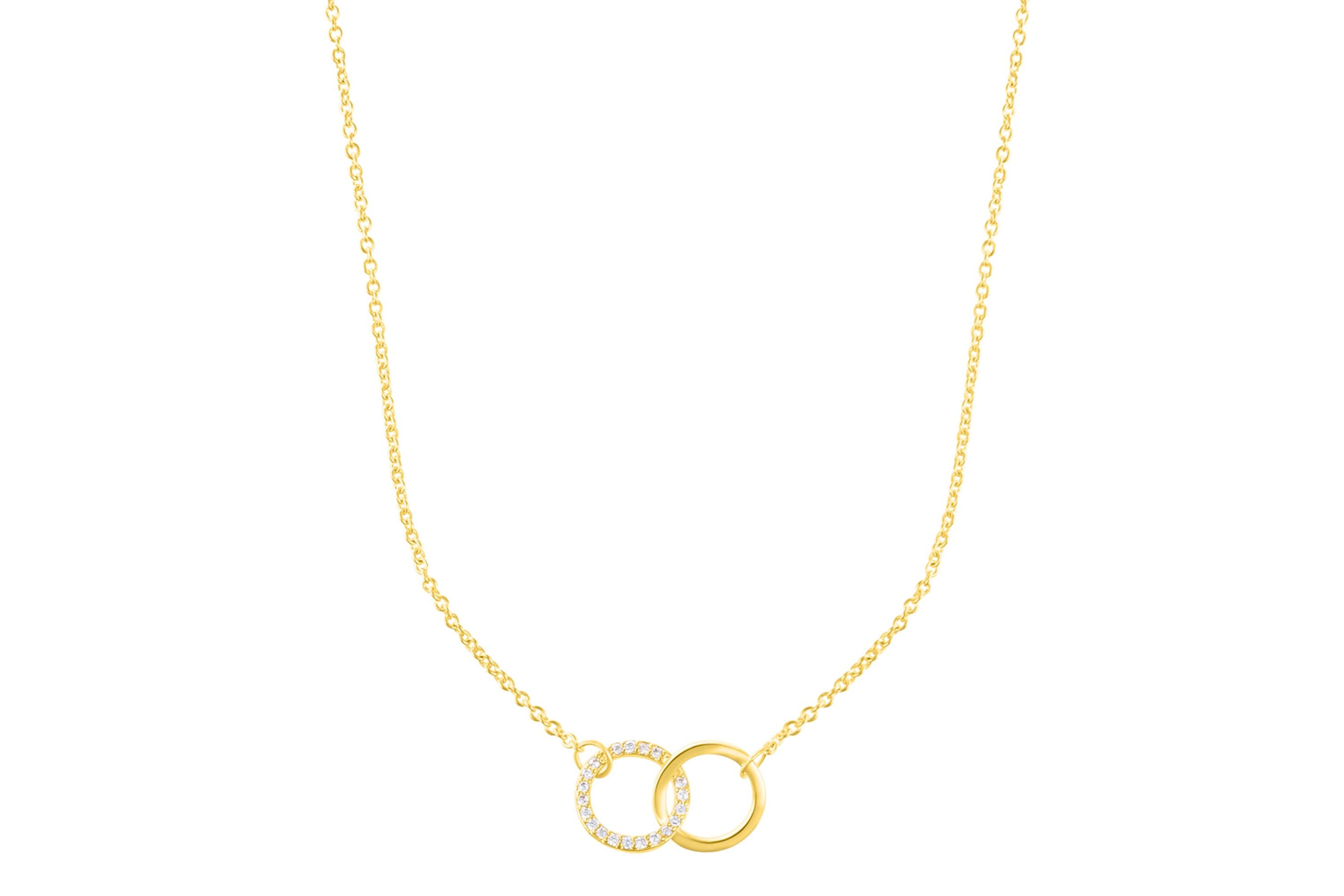 14k Gold Plated Adjustable Pave CZ Rings Necklace