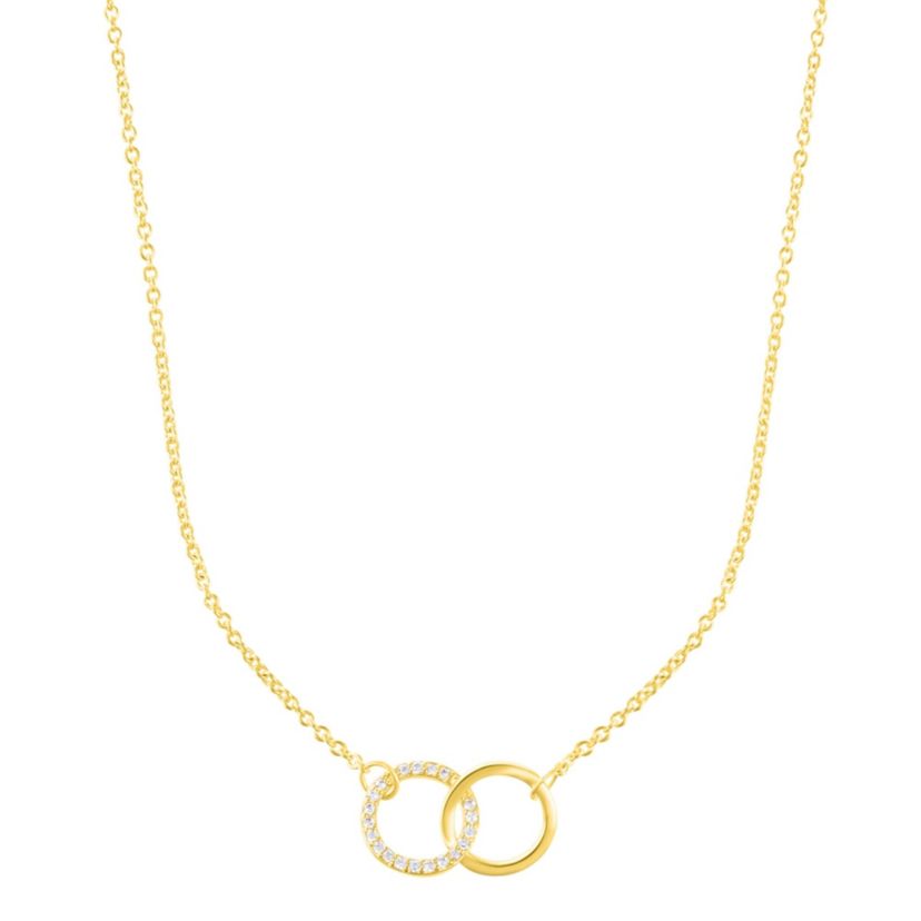 14k Gold Plated Adjustable Pave CZ Rings Necklace