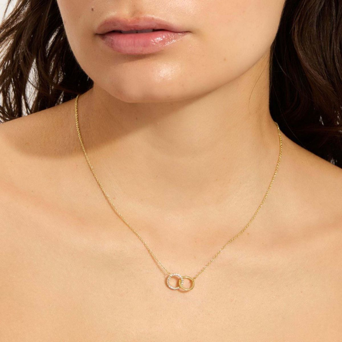 14k Gold Plated Adjustable Pave CZ Rings Necklace