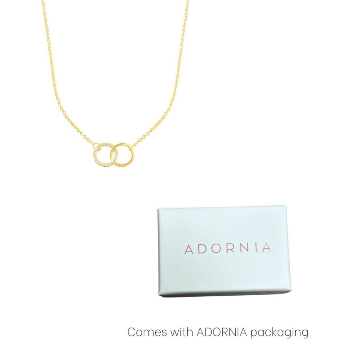 14k Gold Plated Adjustable Pave CZ Rings Necklace