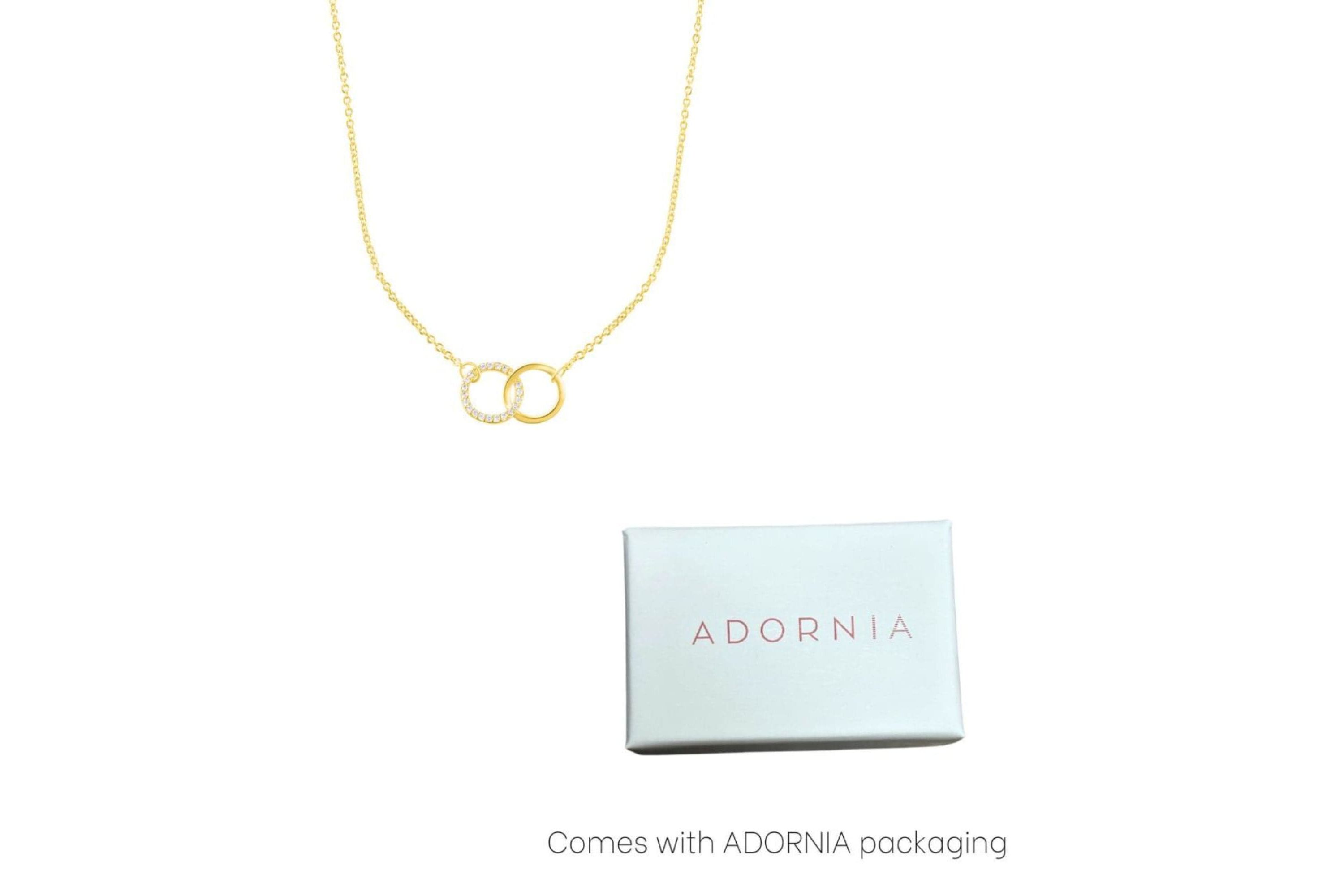 14k Gold Plated Adjustable Pave CZ Rings Necklace