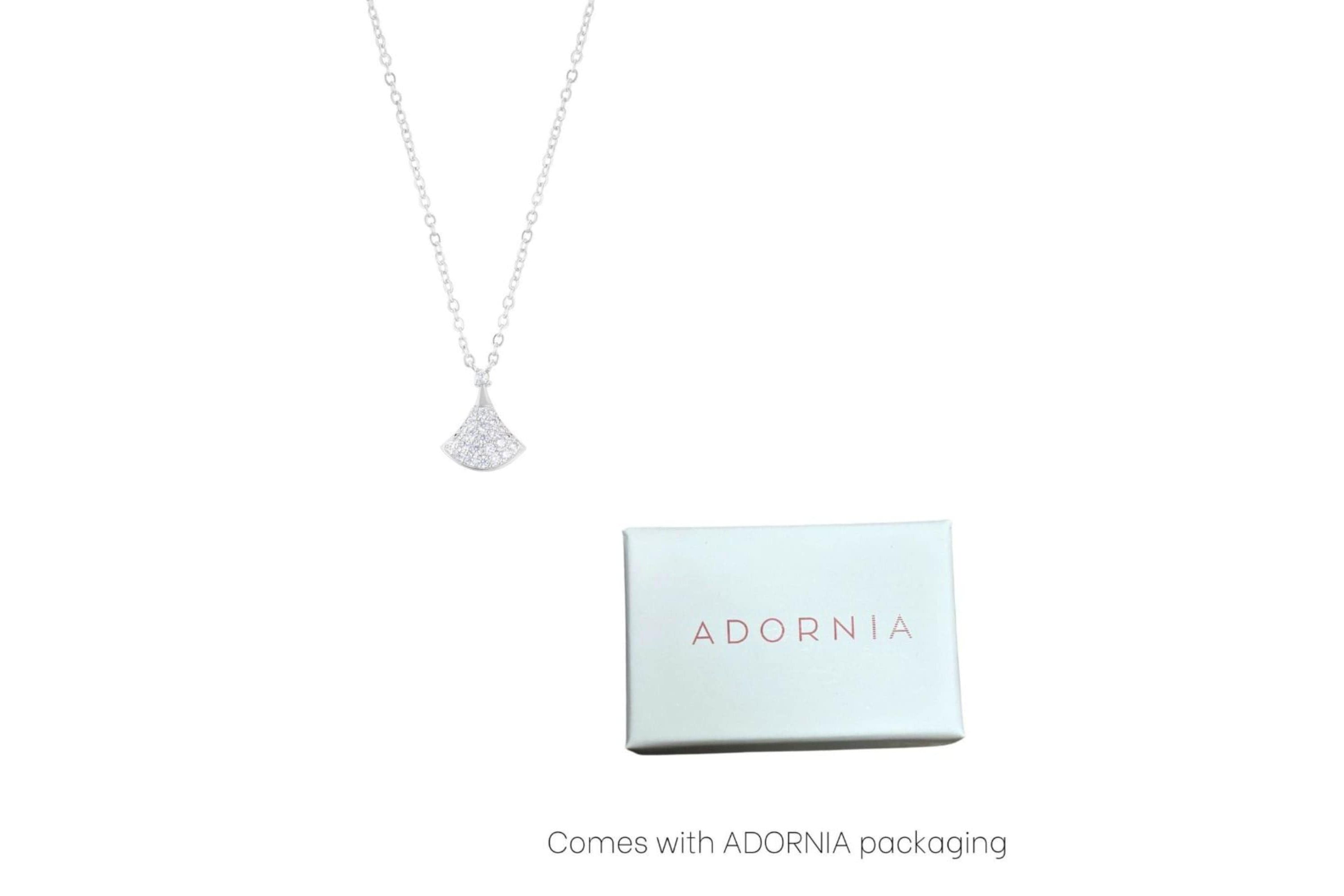 Sterling Silver Plated Pave CZ Leaf Pendant Necklace