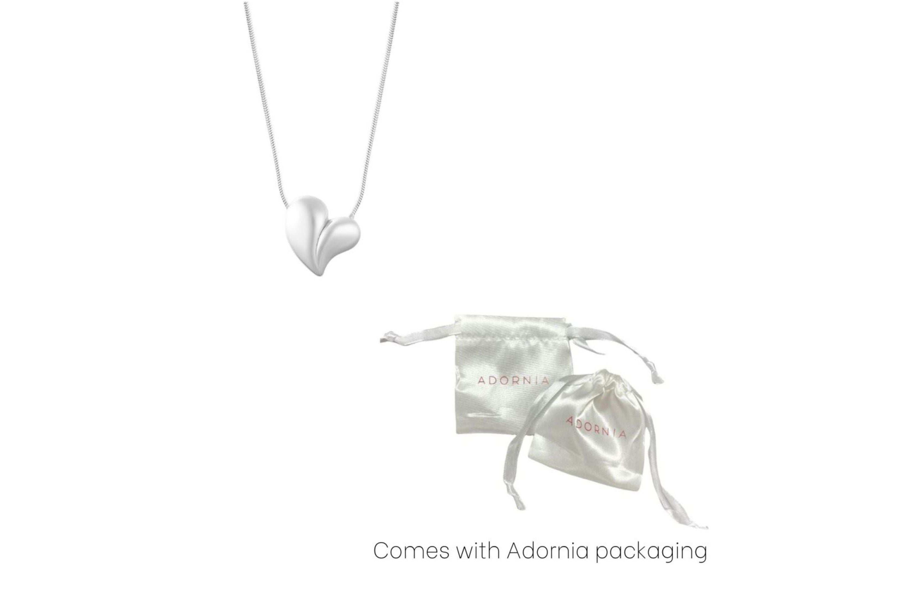 Tarnish Resistant Silver Plated Oversized Puffy Heart Necklace