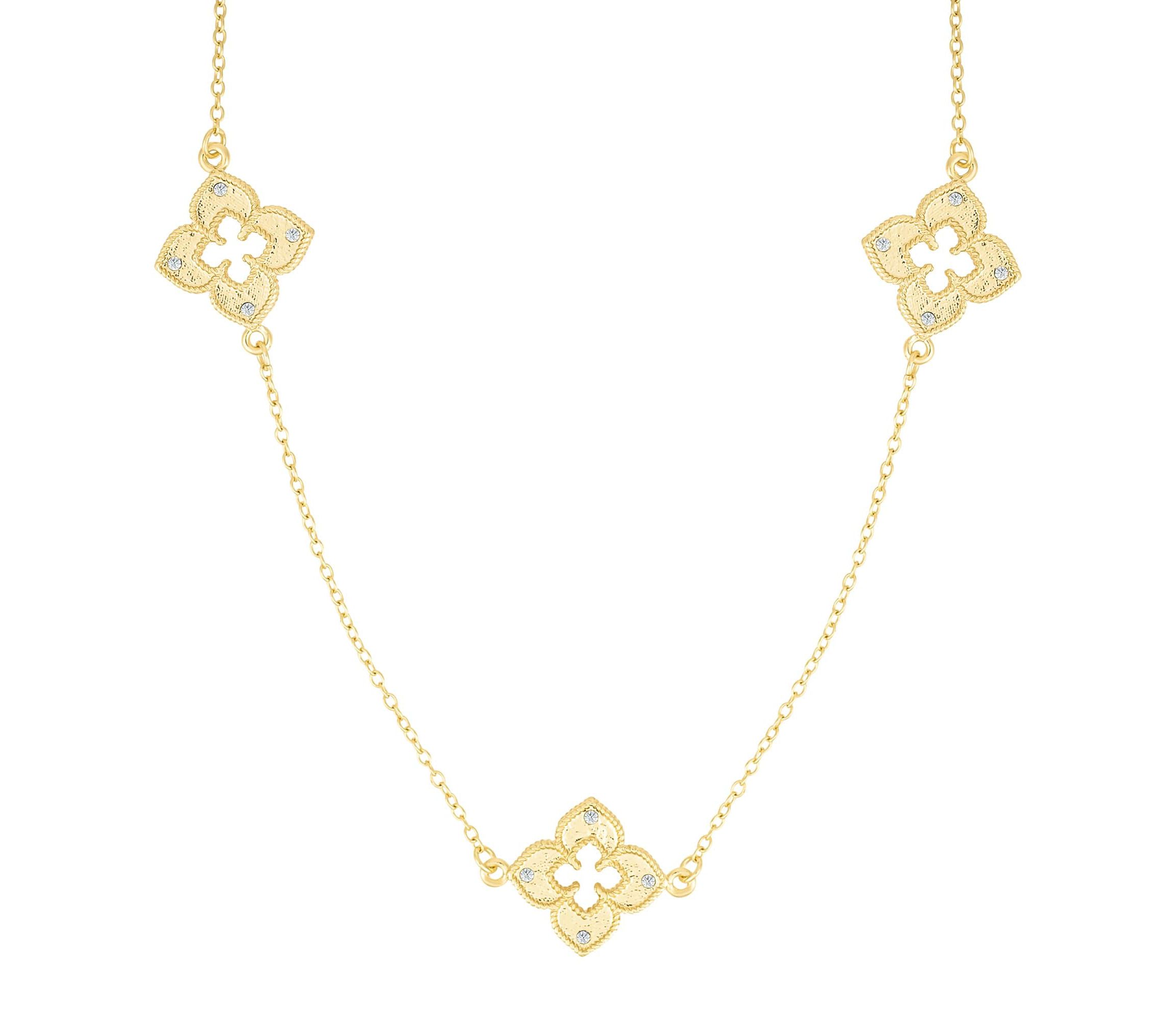 Gold Plated 36" Clover Station Necklace
