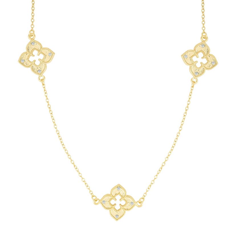 Gold Plated 36" Clover Station Necklace