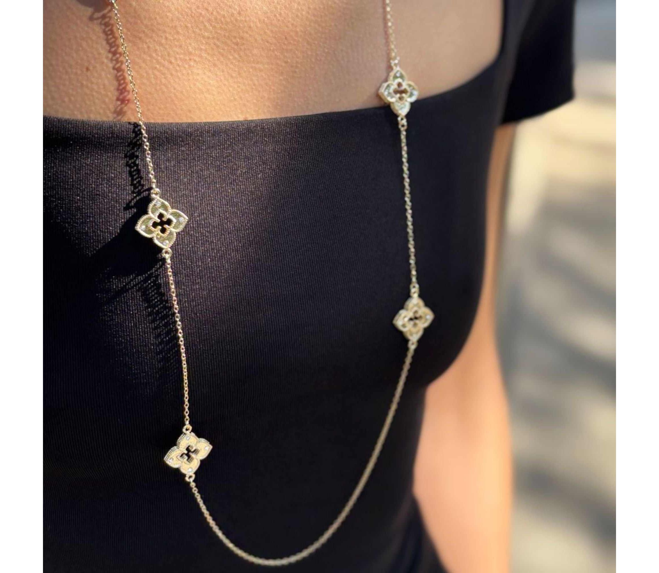 Gold Plated 36" Clover Station Necklace