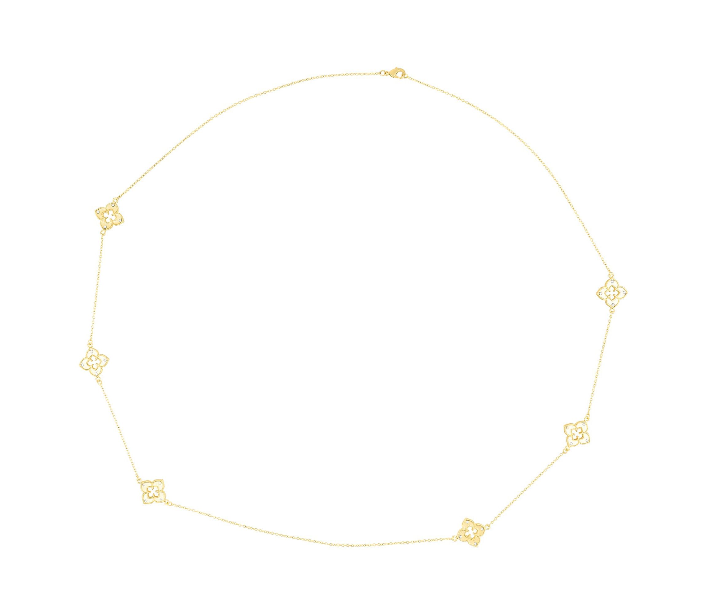 Gold Plated 36" Clover Station Necklace