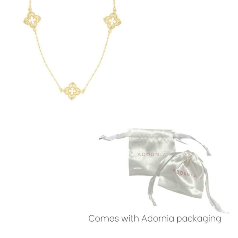 Gold Plated 36" Clover Station Necklace