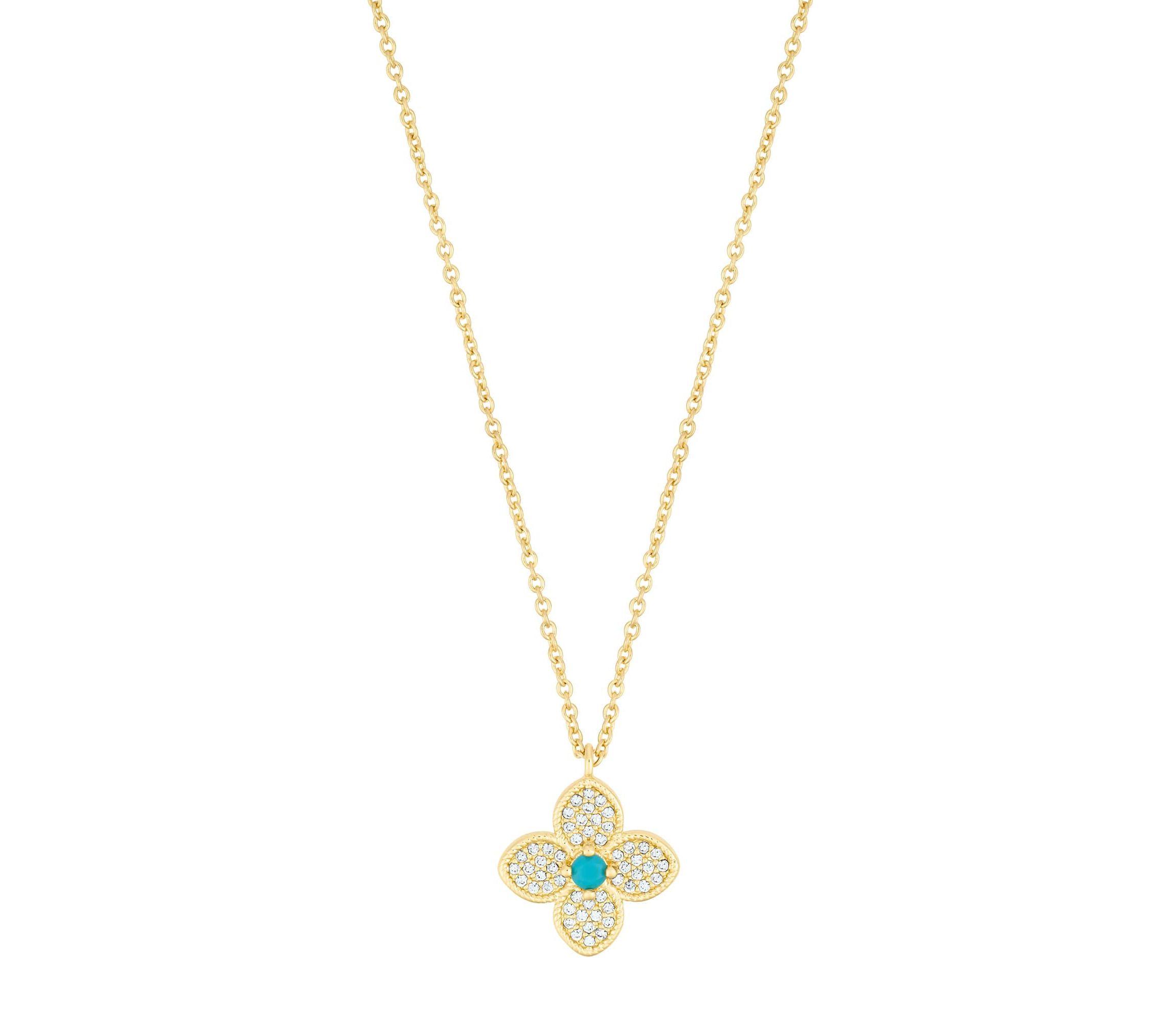 14k Gold Plated Turquoise Flower Necklace