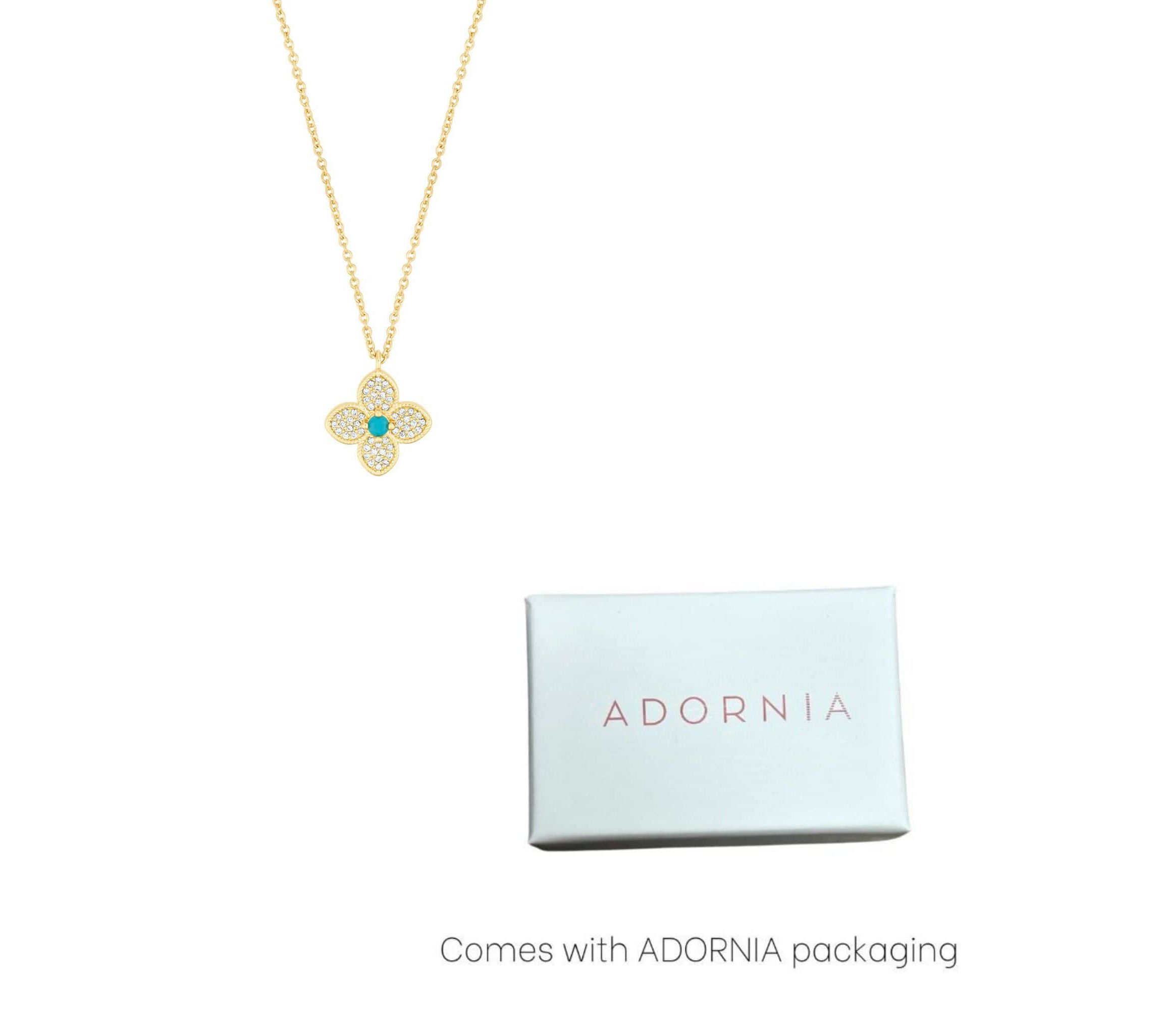 14k Gold Plated Turquoise Flower Necklace