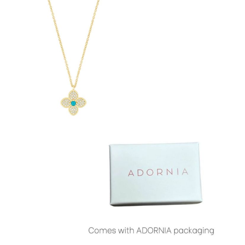 14k Gold Plated Turquoise Flower Necklace