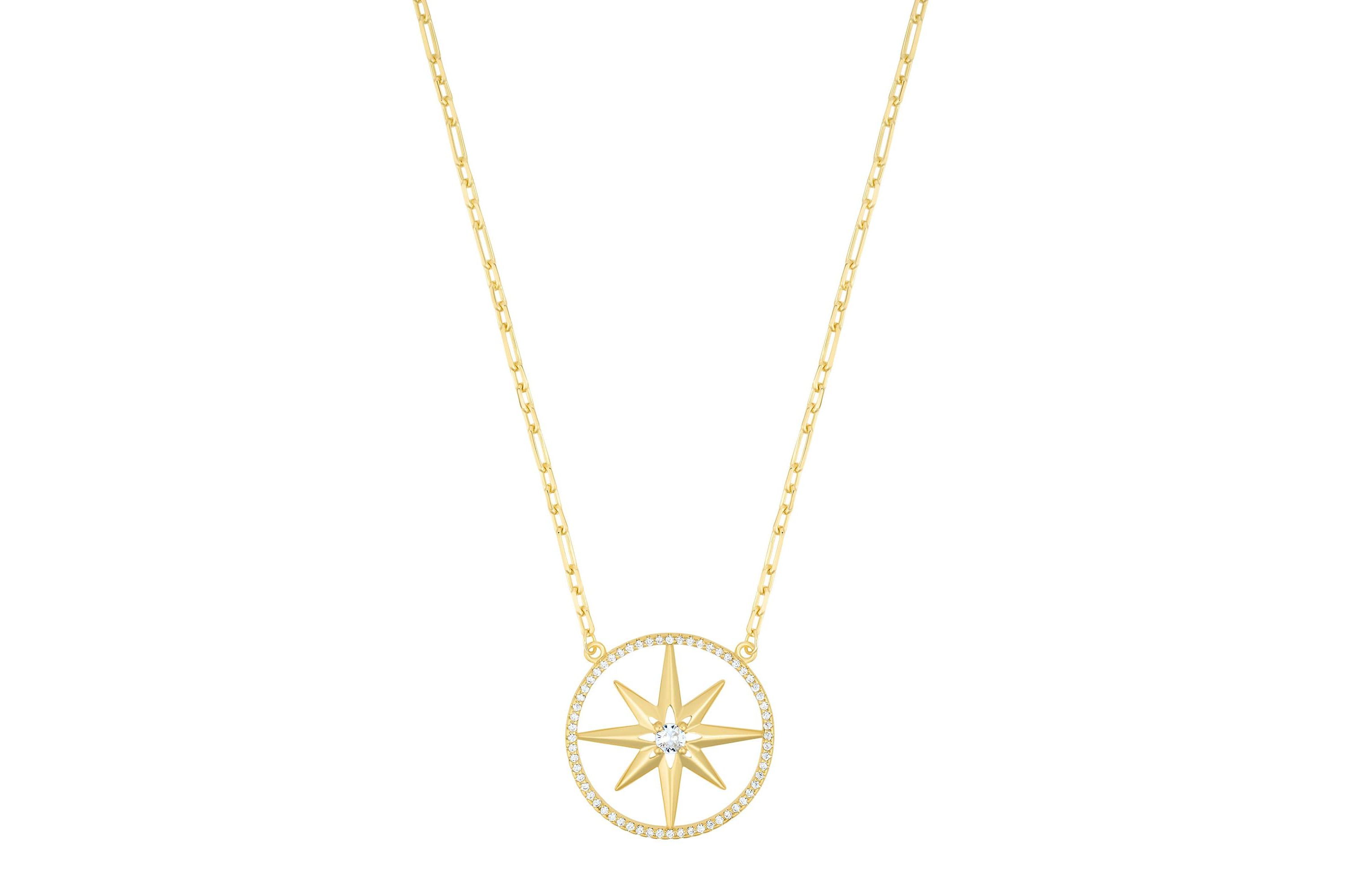14k Gold Plated Pave Starburst Necklace