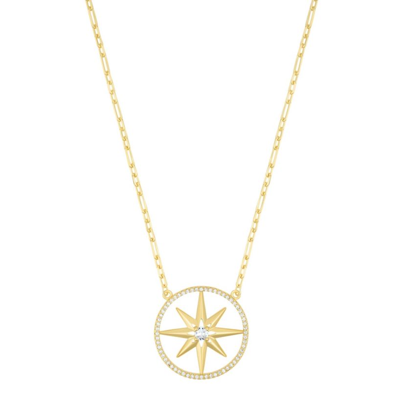 14k Gold Plated Pave Starburst Necklace