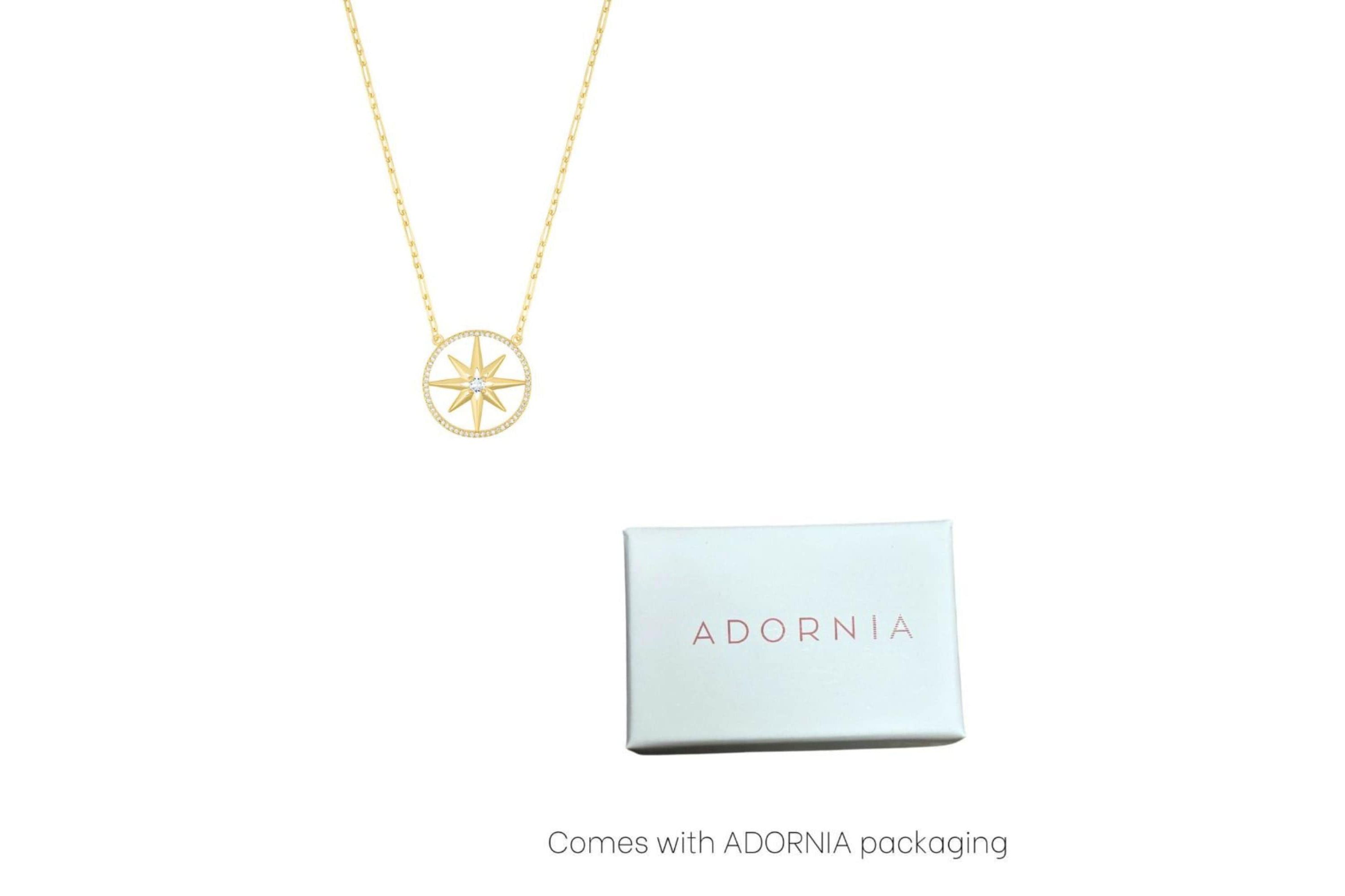 14k Gold Plated Pave Starburst Necklace