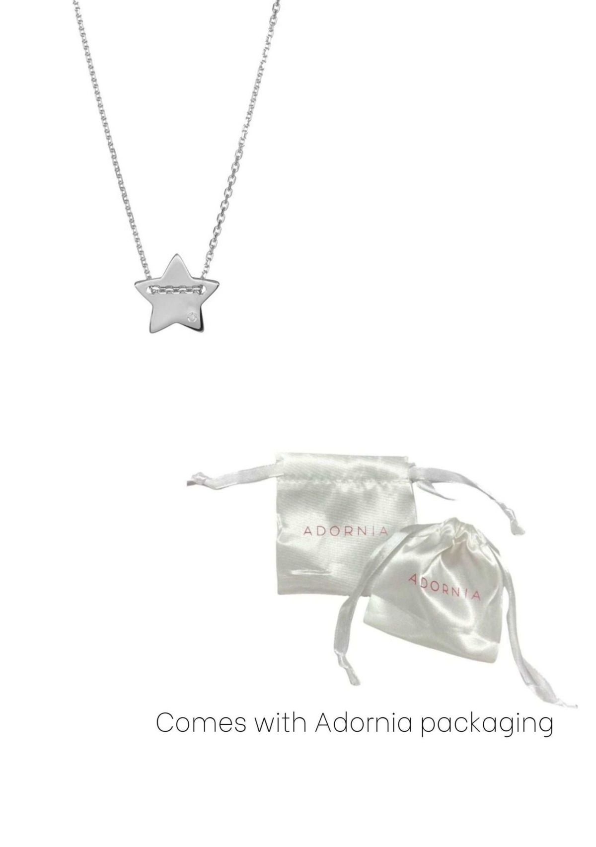 Silver Plated Diamond Star Charm Necklace