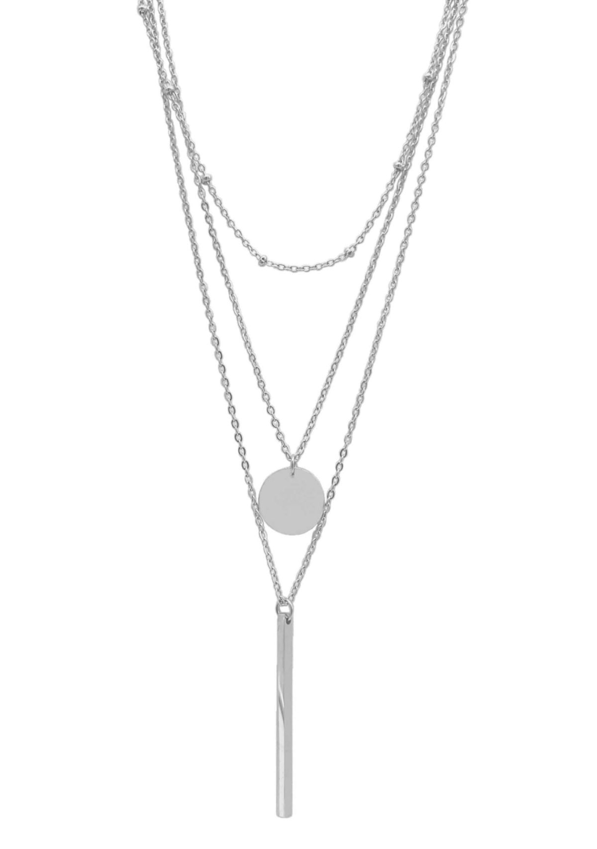 Tarnish Resistant Silver Plated Layered Pendant Necklace Set