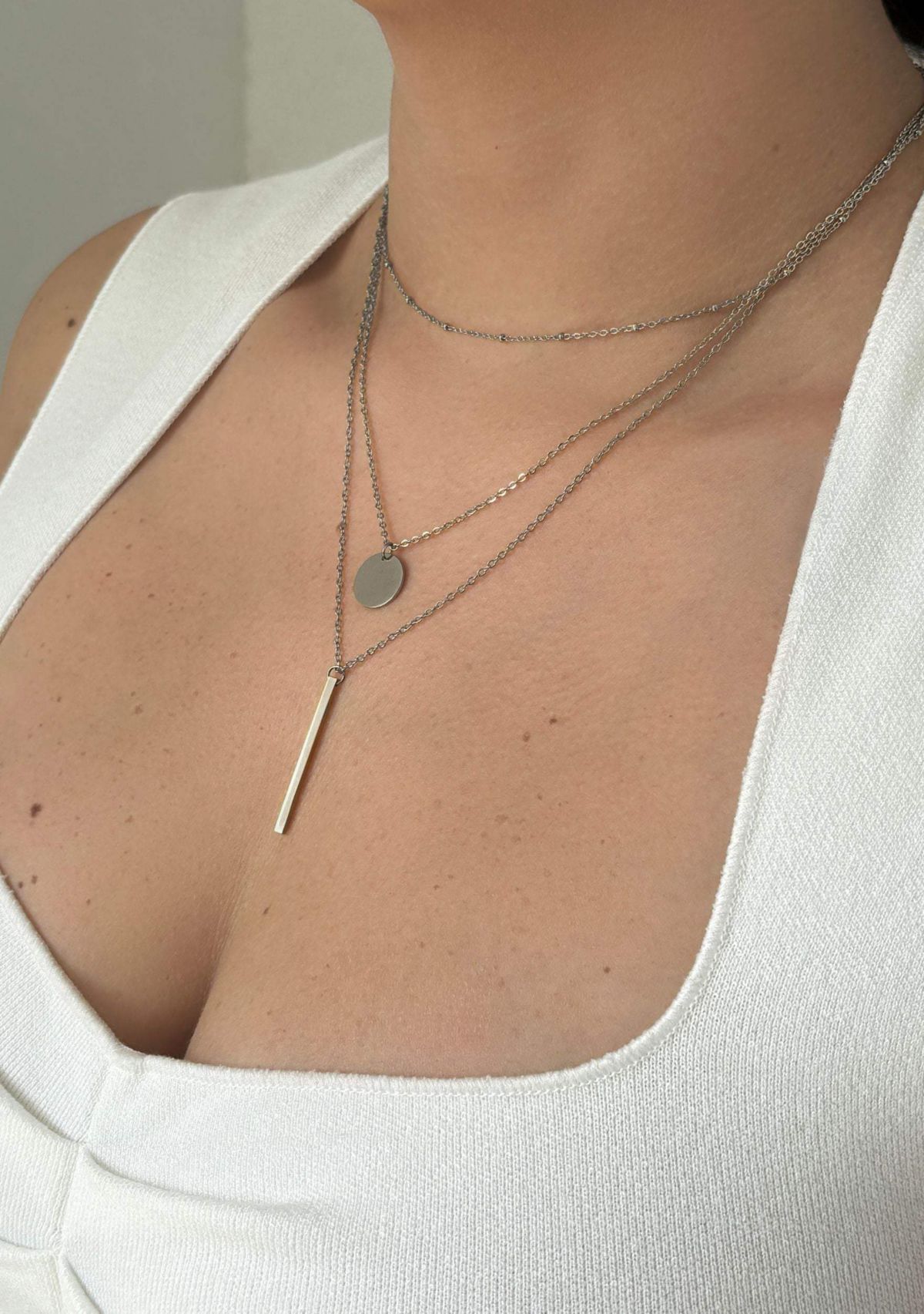 Tarnish Resistant Silver Plated Layered Pendant Necklace Set