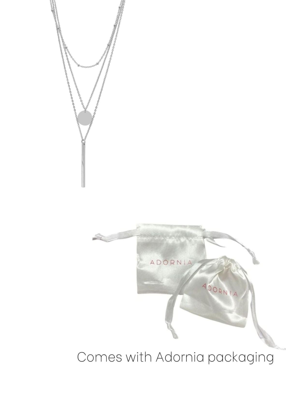 Tarnish Resistant Silver Plated Layered Pendant Necklace Set