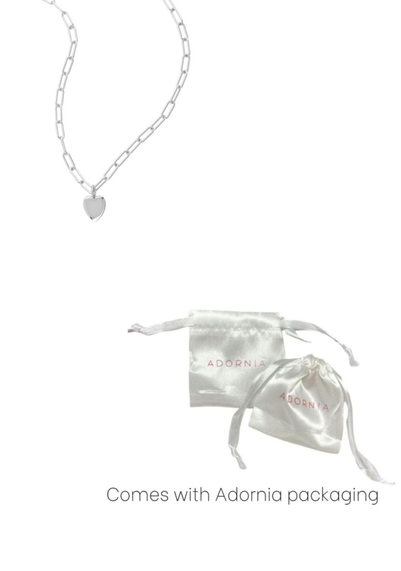 Tarnish Resistant Silver Plated 25" Heart Charm Paper Clip Chain Necklace