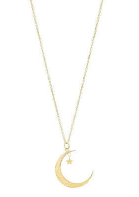 Adornia 14k Gold Plated Hanging Moon and Star Necklace
