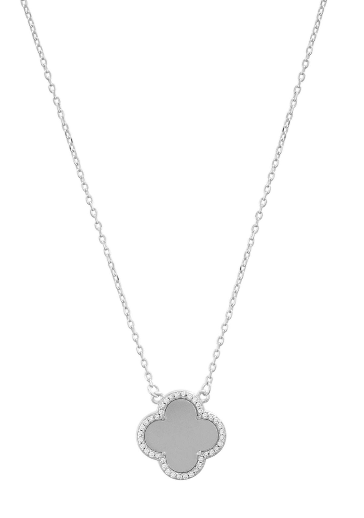 Silver Plated Clover Halo Necklace