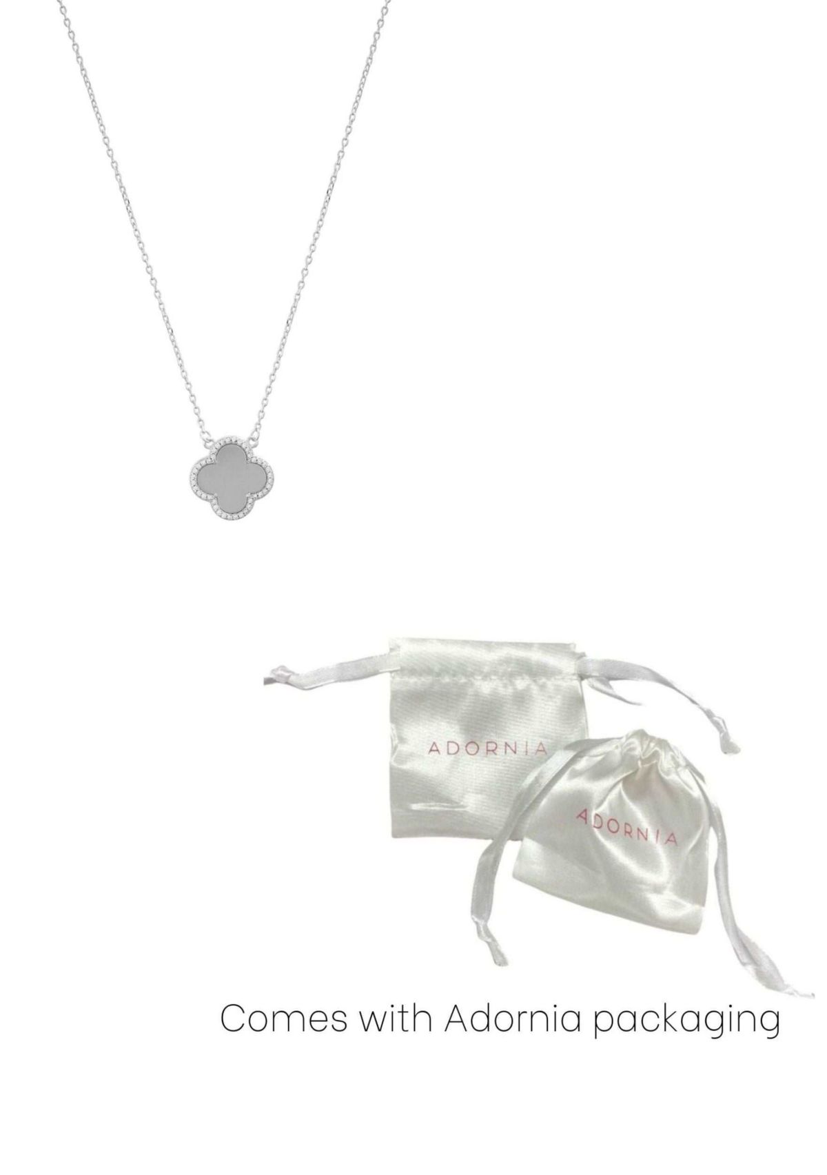 Silver Plated Clover Halo Necklace