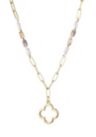 Mixed Bead and Chain Clover Outline Pendant Necklace