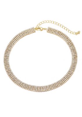 Adornia 14k Gold Plated Adjustable Crystal Choker Necklace