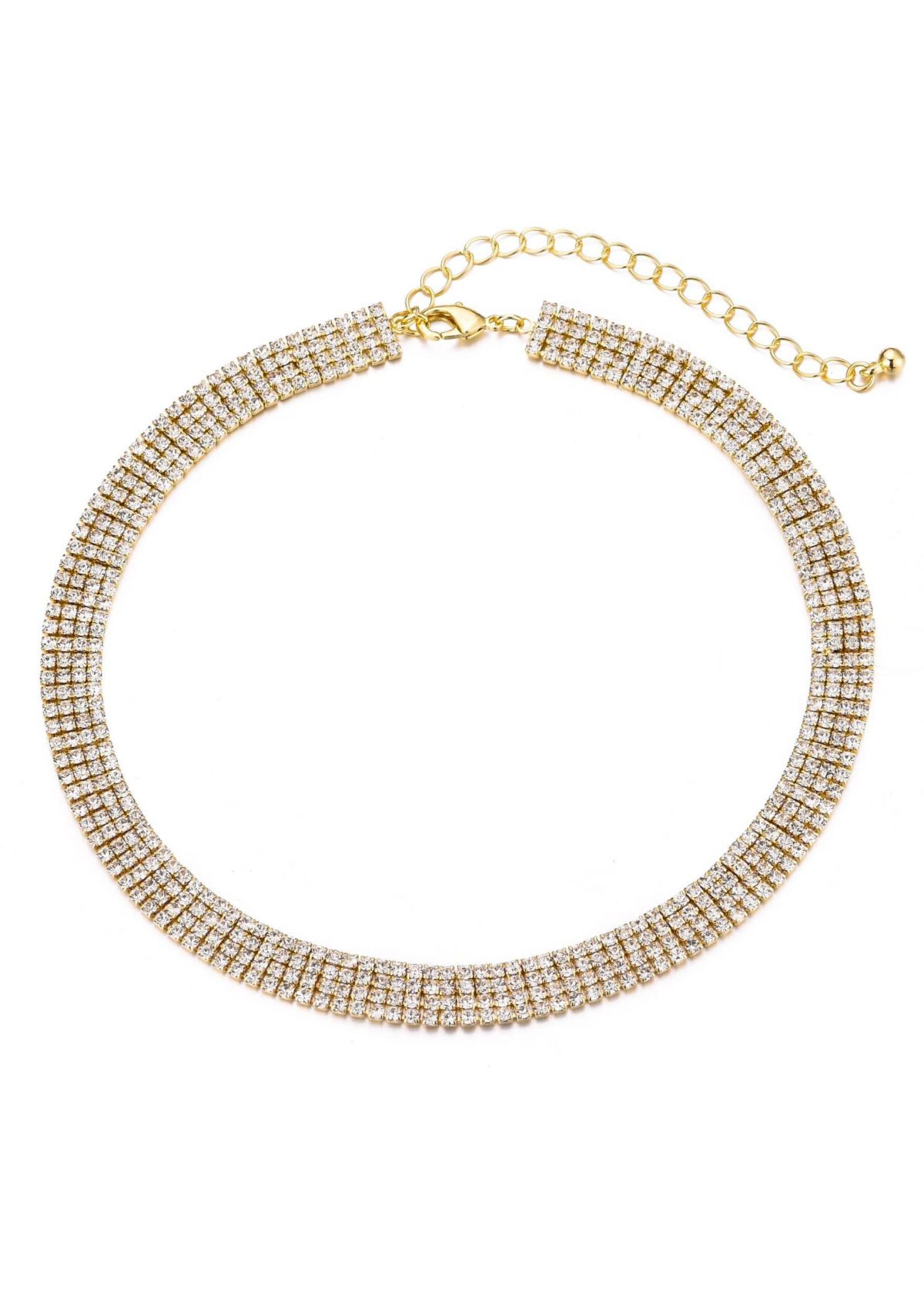 14k Gold Plated Adjustable Crystal Choker Necklace