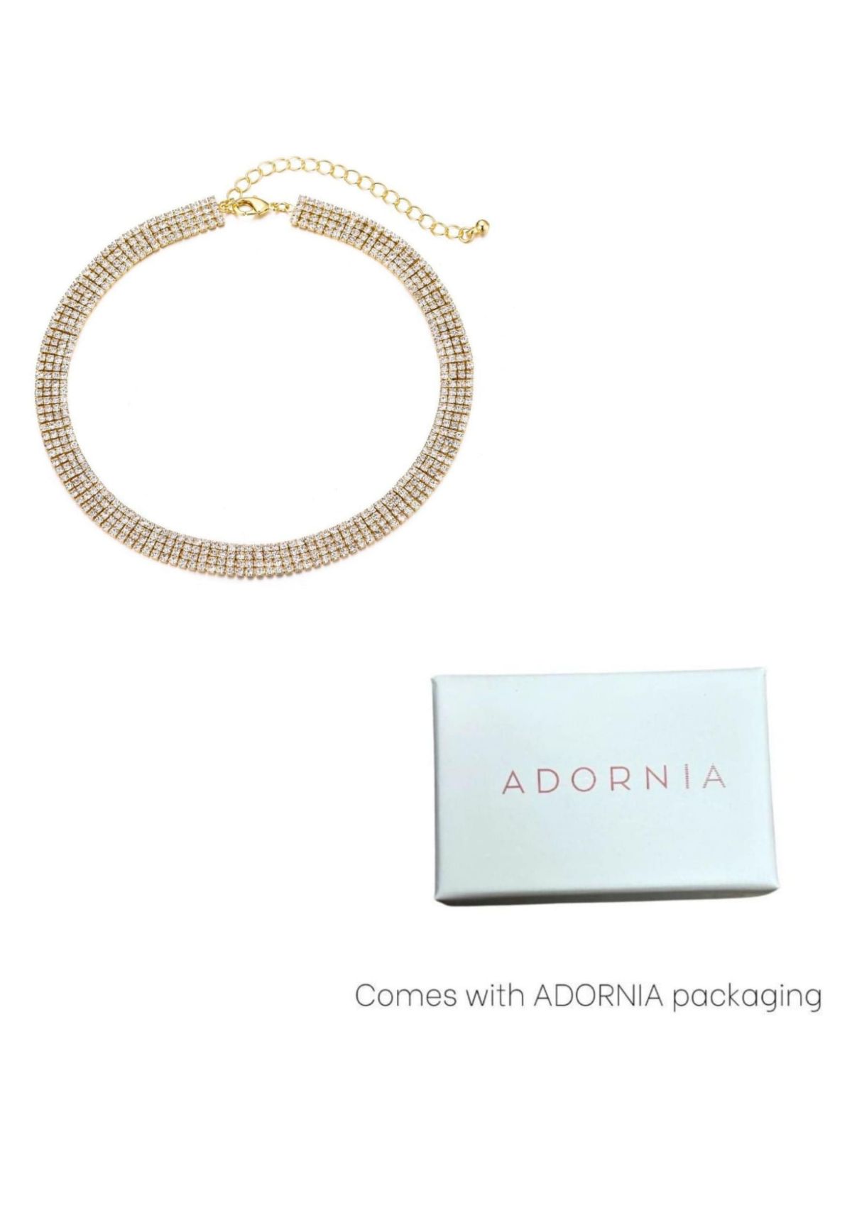 14k Gold Plated Adjustable Crystal Choker Necklace