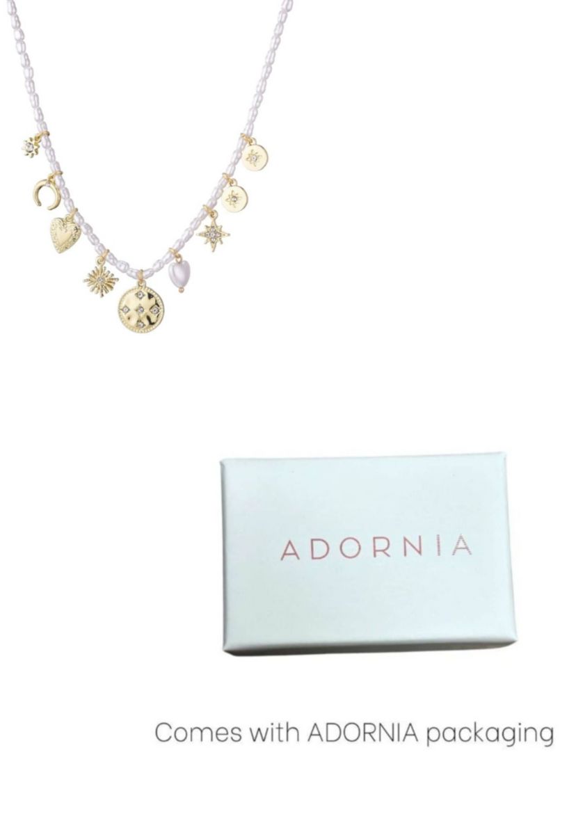 14k Gold Plated Vintage Charm Pearl Strand Necklace