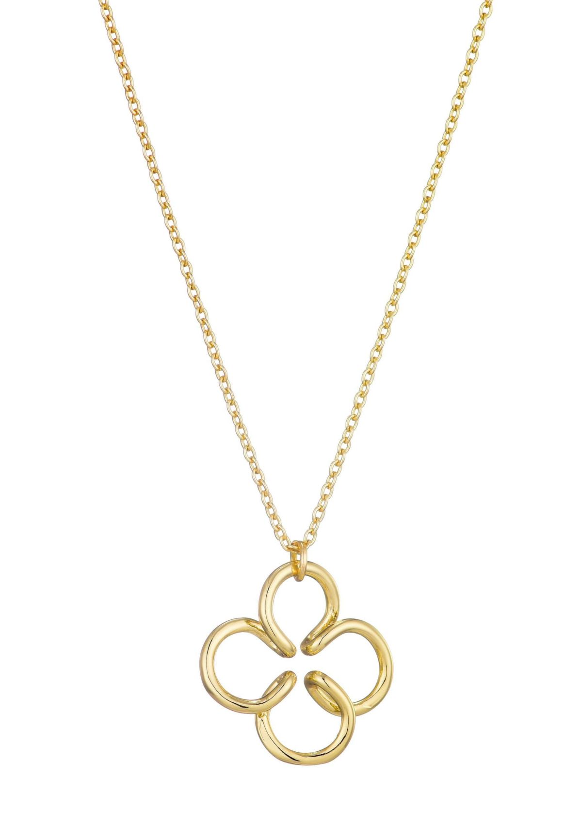 14k Gold Plated Wire Clover Necklace