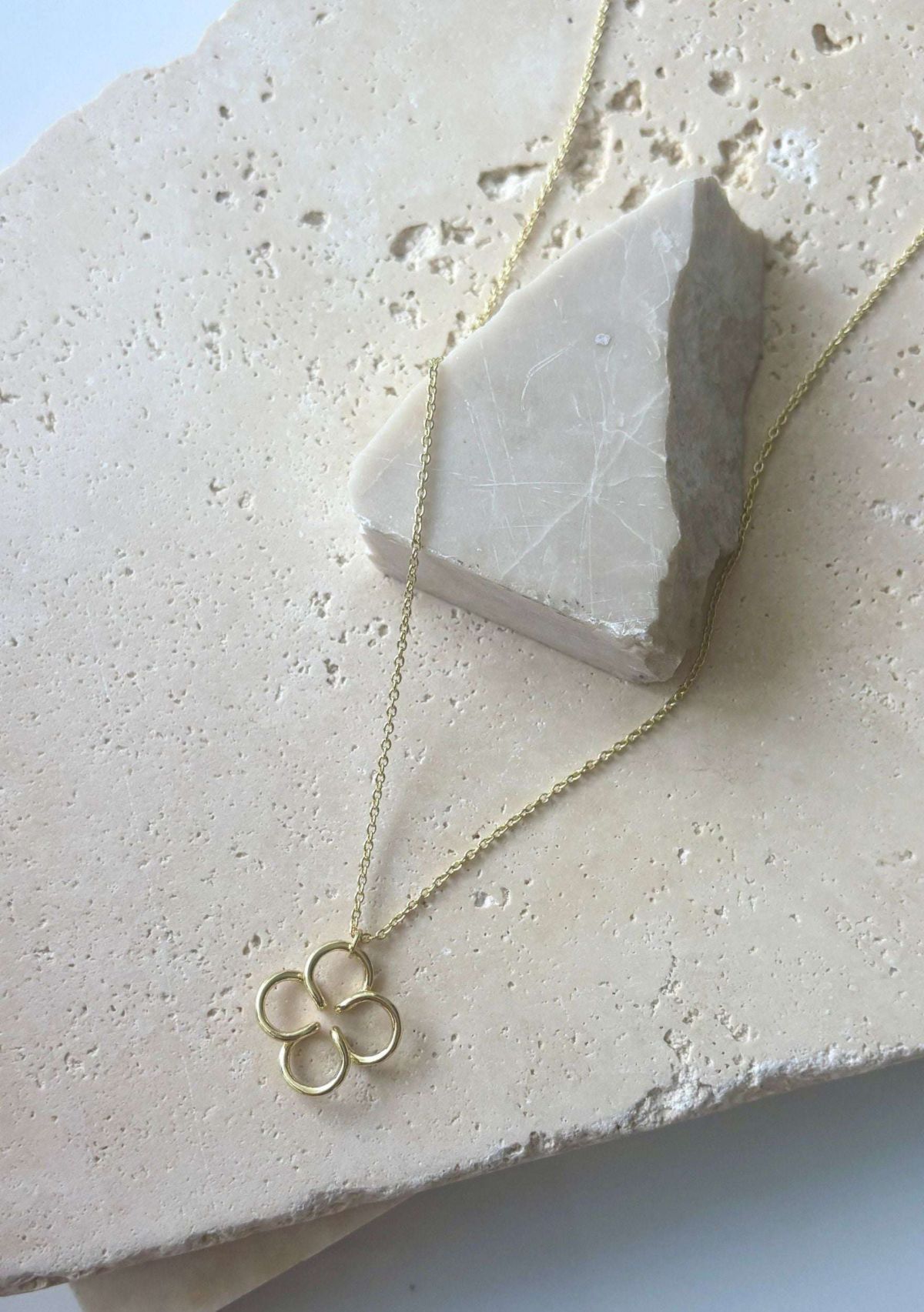 14k Gold Plated Wire Clover Necklace