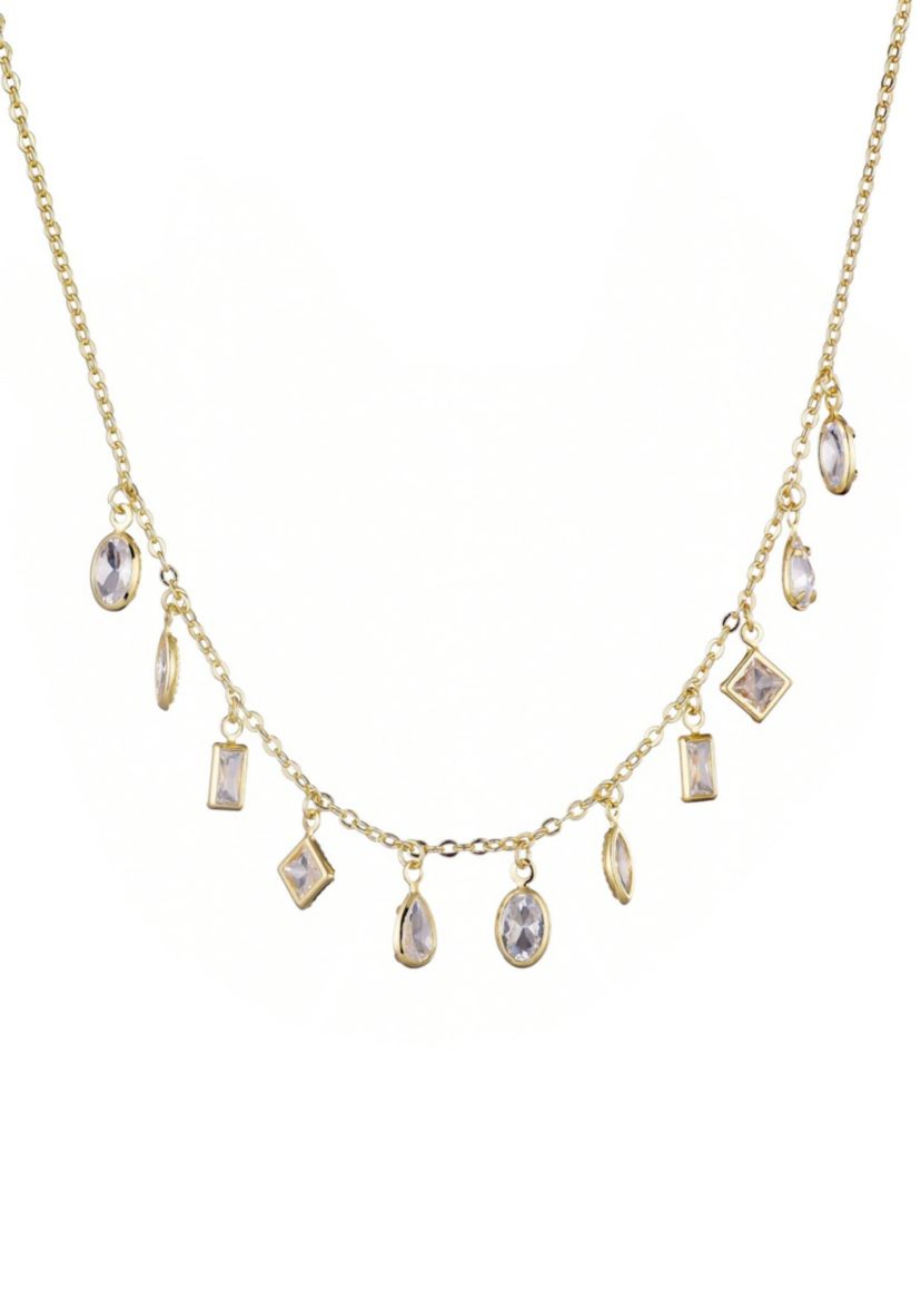 14k Gold Plated Multi Shape Dangle Necklace