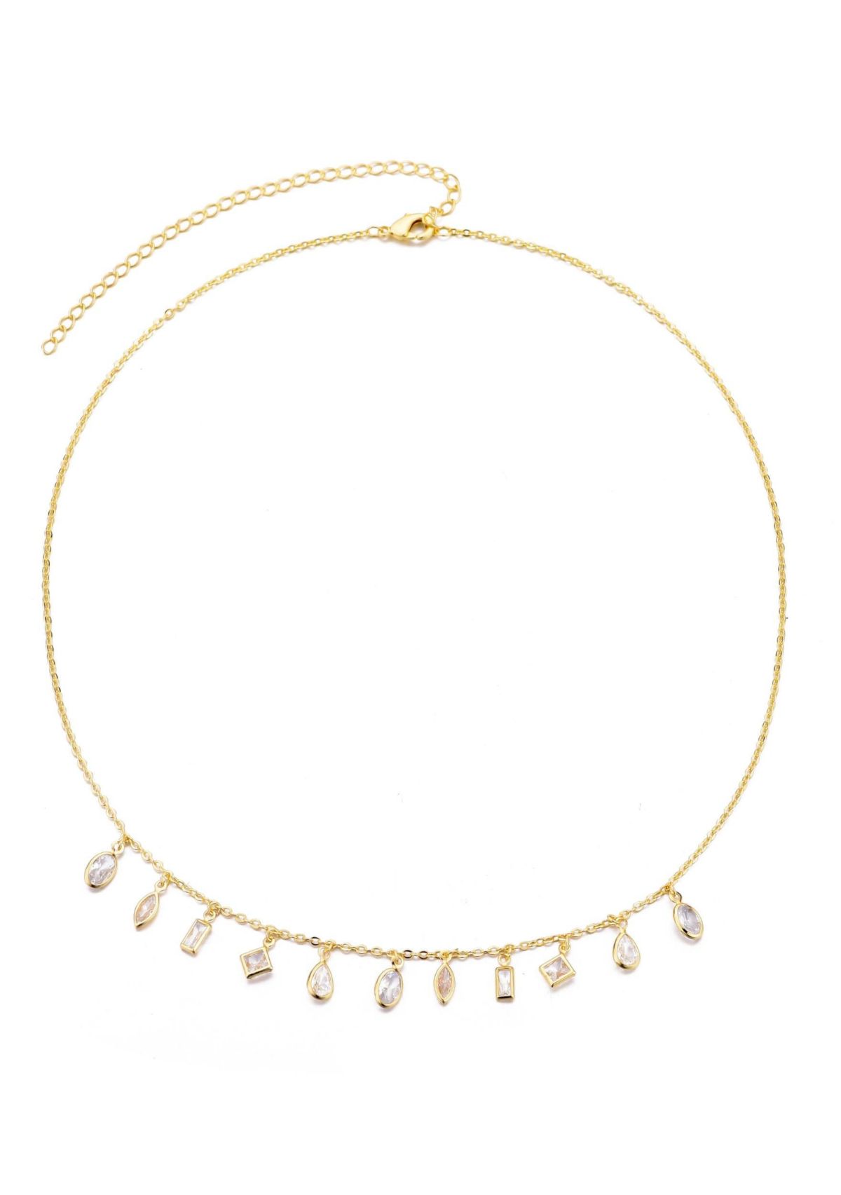 14k Gold Plated Multi Shape Dangle Necklace