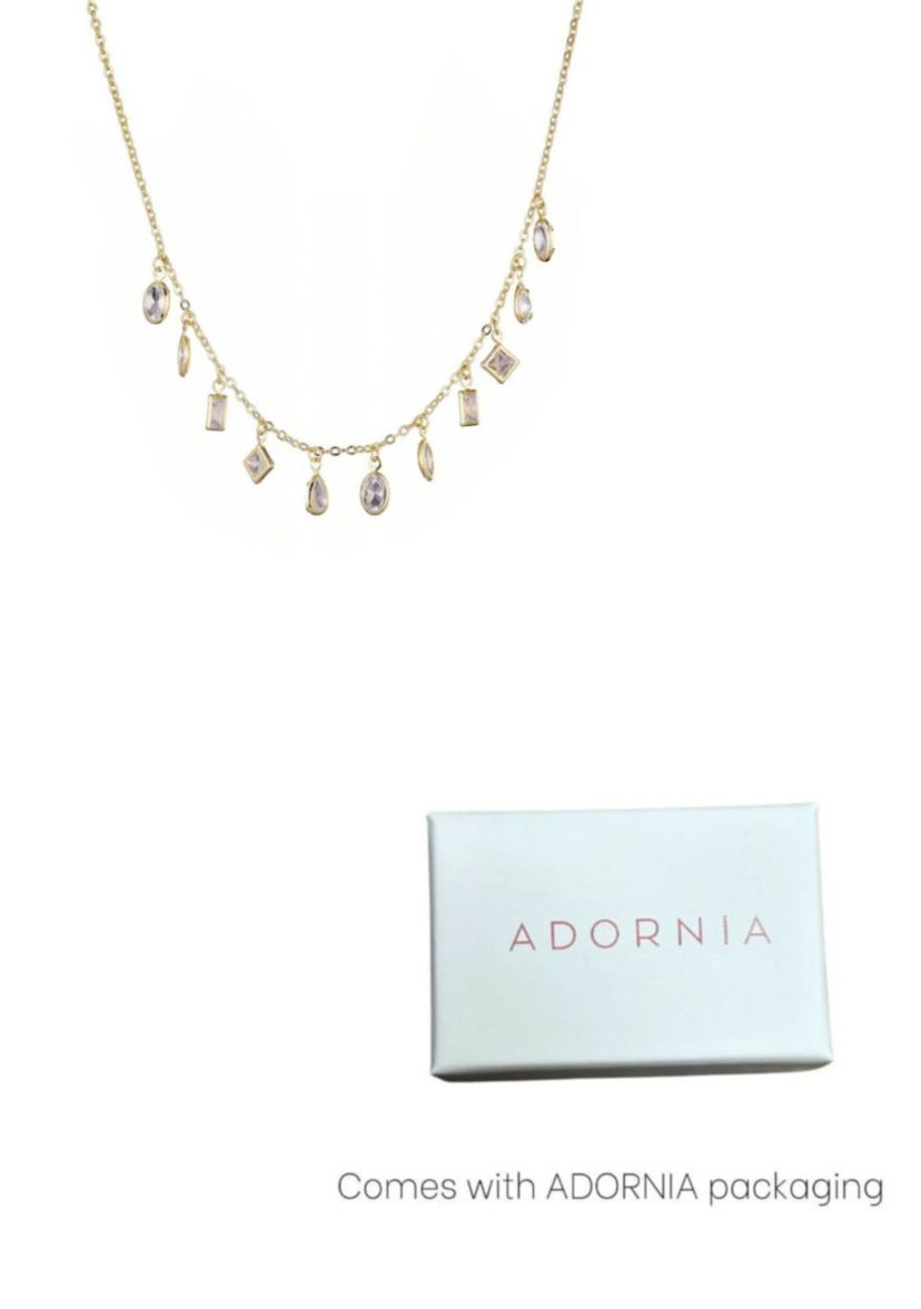 14k Gold Plated Multi Shape Dangle Necklace