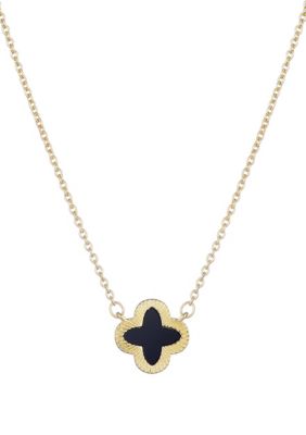 Adornia 14k Gold Plated Fluted Edge Black Clover Necklace