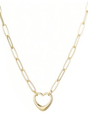 Adornia 14k Gold Plated Paperclip Chain Outline Heart Necklace